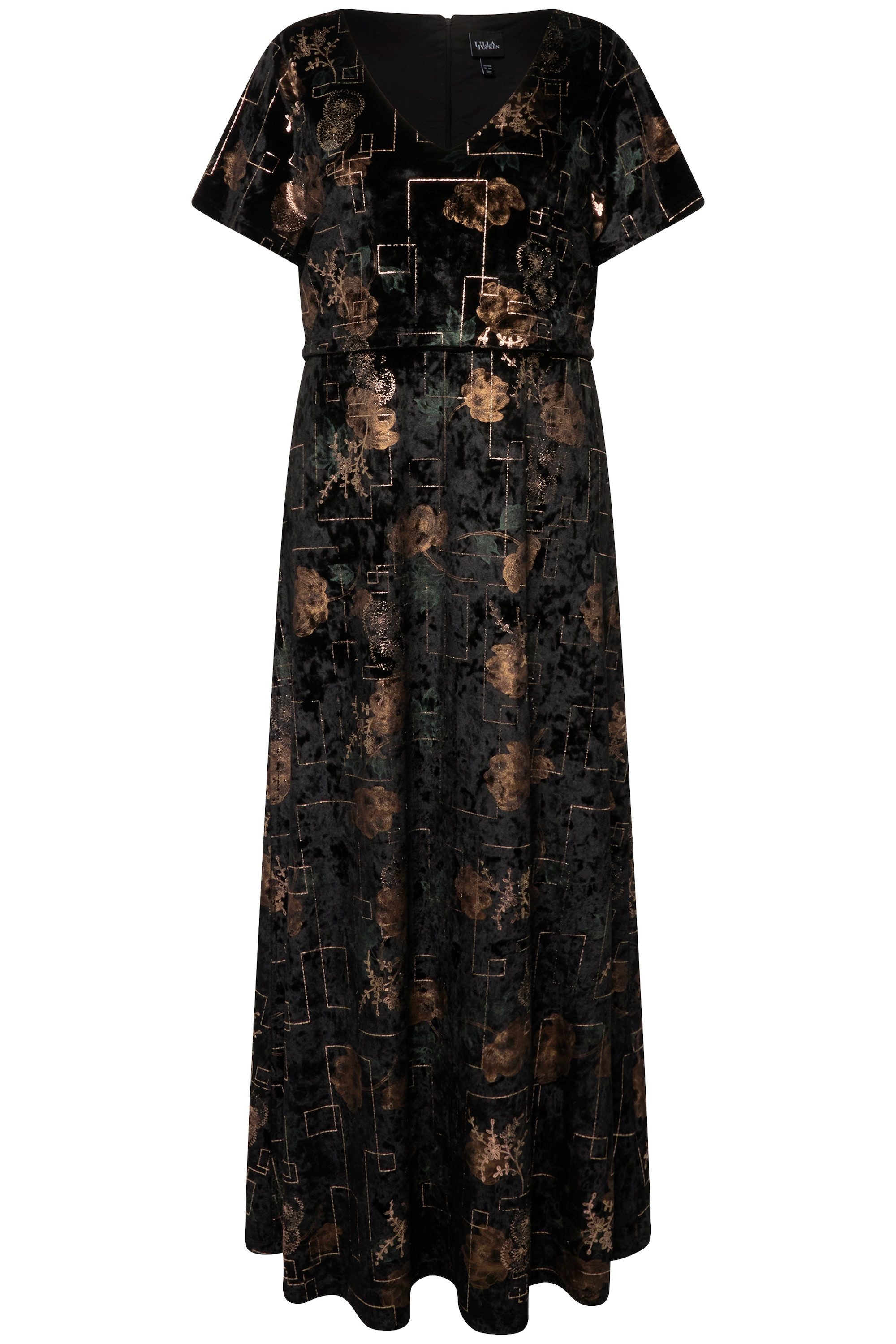 Ulla Popken Cocktailkleid Abendkleid Samt V-Ausschnitt günstig online kaufen