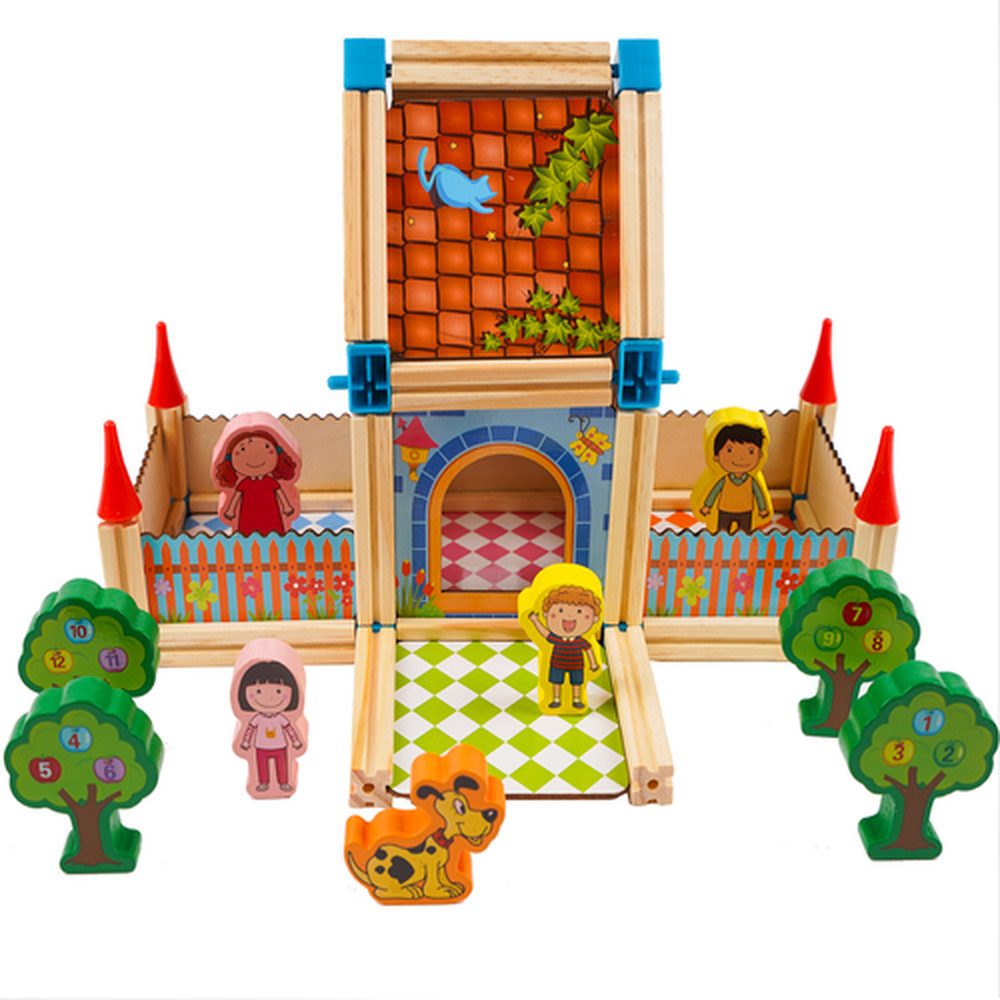 KRUZZEL Holzspielzeug Haus Spielfiguren Spielbausteine, (Spar-Set, 1 St., lernen), fördert Kreativität, Feinmotorik, räumliches Denken