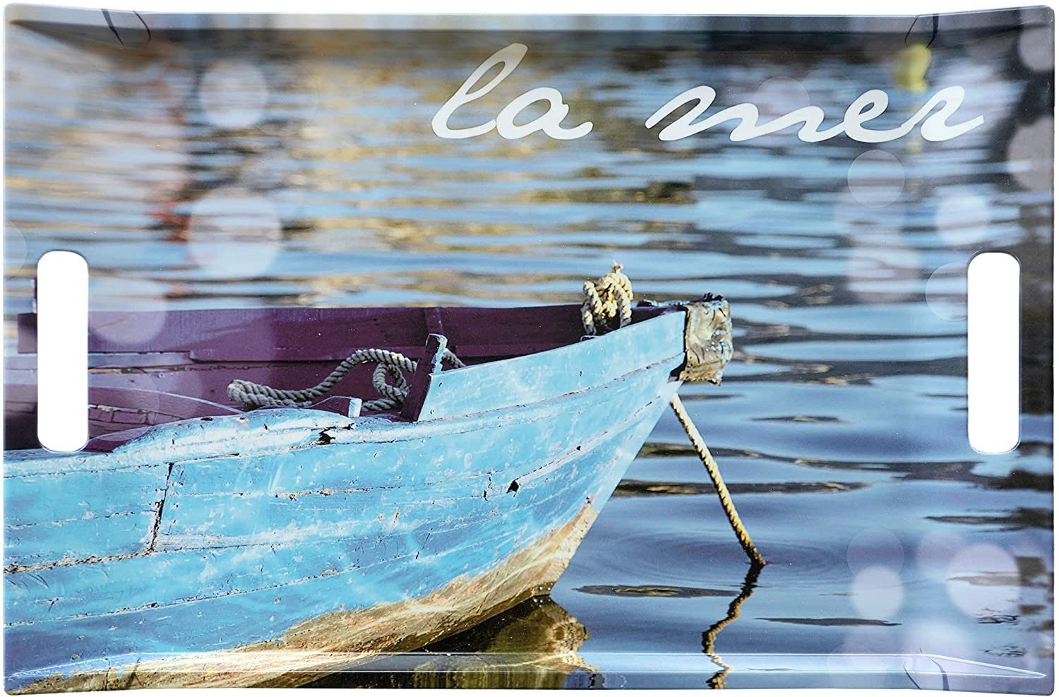 Lashuma Tablett Meer, Melamin, (1-tlg), Rechteckiges Getränketablett 47x31 cm blau