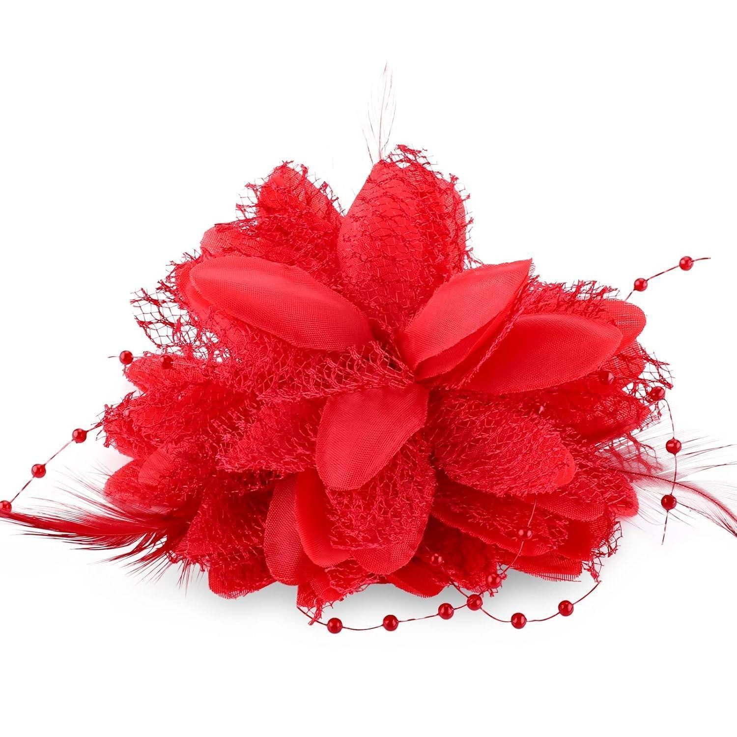 LuxusKollektion Haarnadeln Blumenclips Haarnadel Federn Clip Rot Rosen Haarspange Hochzeit