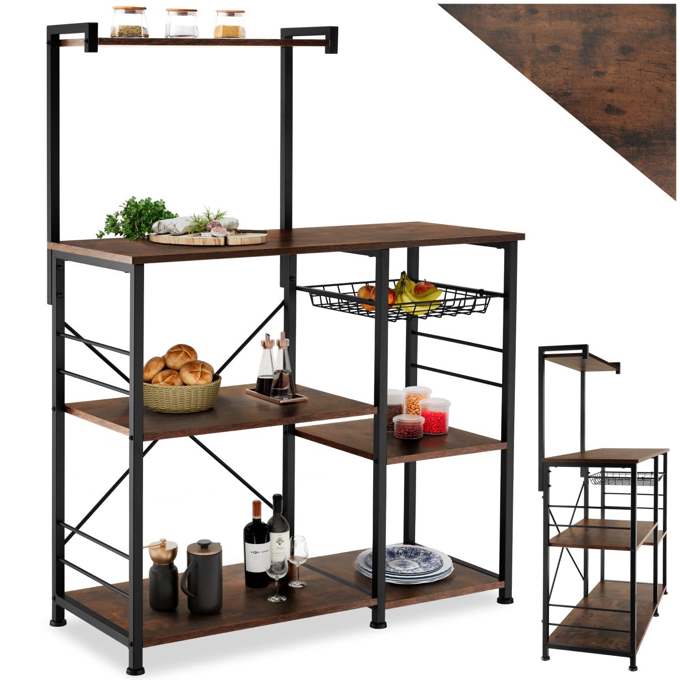 tectake Küchenregal Standregal Crawley 90x40x131,5cm, Set günstig online kaufen