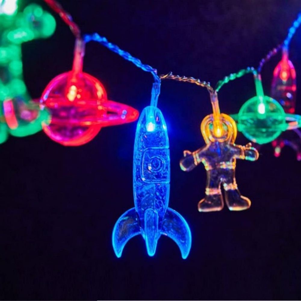 Gontence LED-Lichterkette Rakete Planet Bunt Kinder Astronaut,für Schlafzimmer Geschenke für