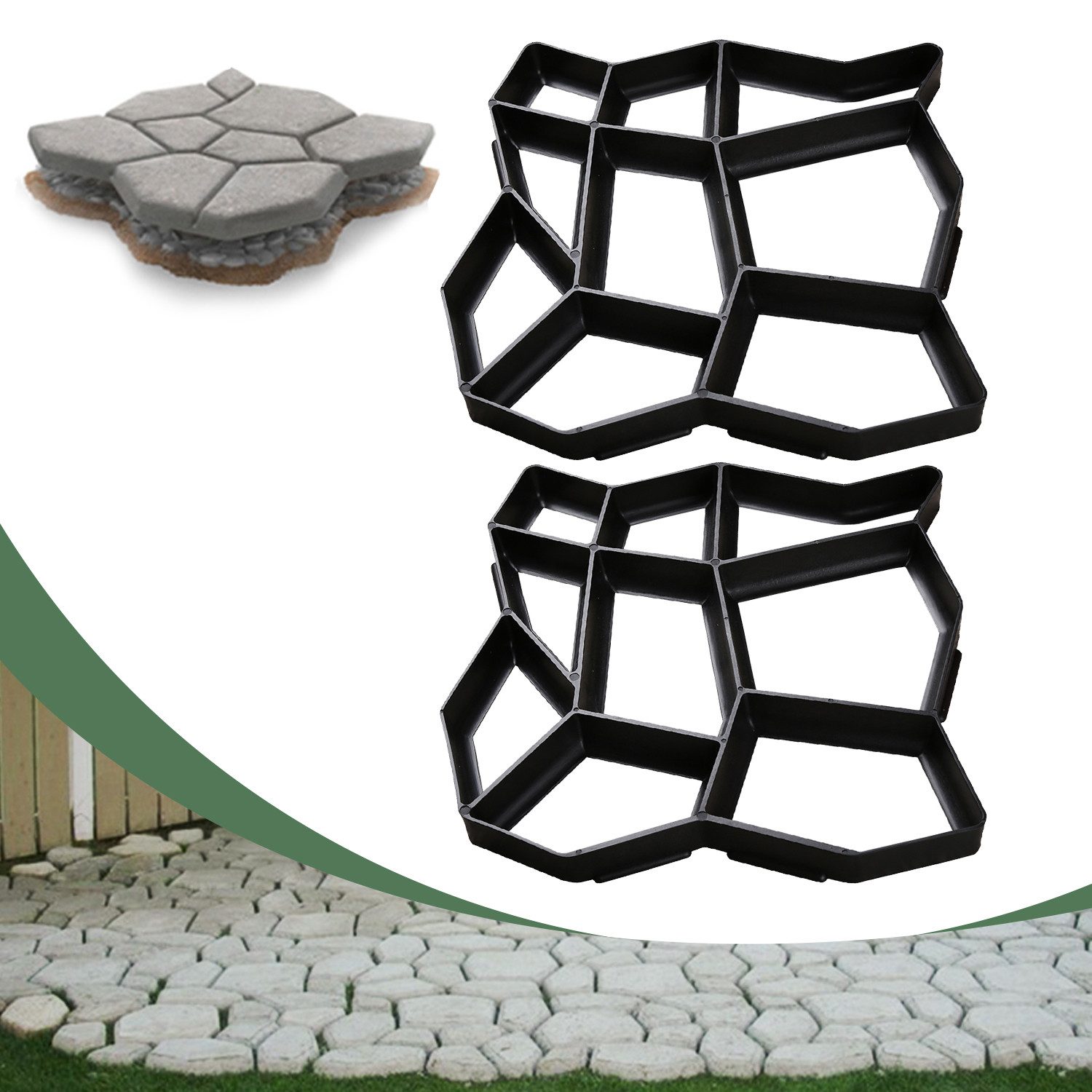 Clanmacy Gipsfaserplatten 1-5x DIY Pflasterform Gehweg günstig online kaufen