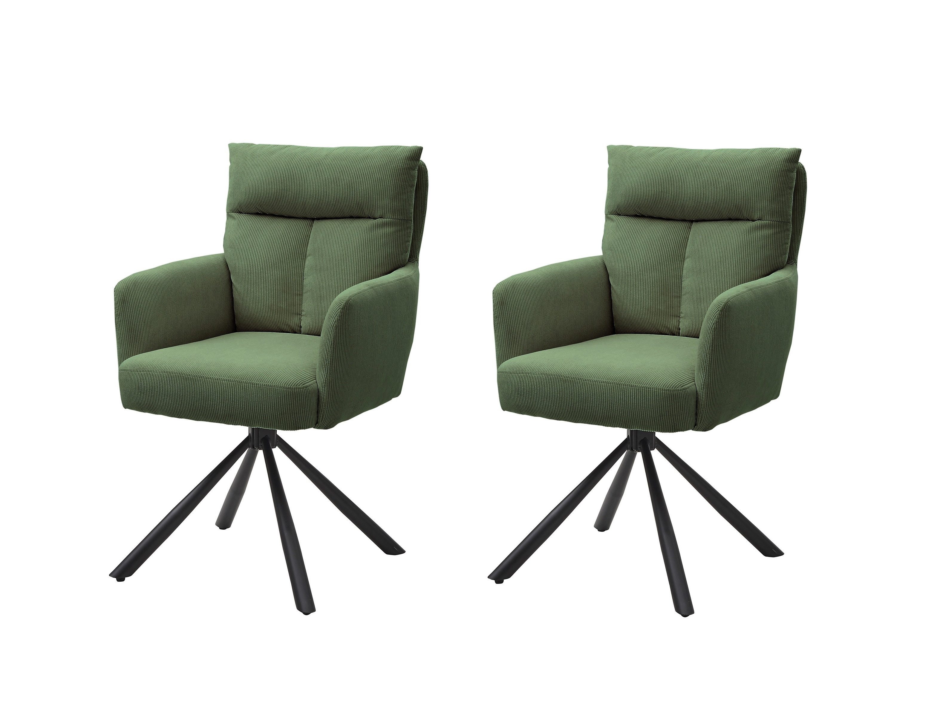 freiraum Armlehnstuhl Sofia (2er Set), (2er Set) in grün, Cordbezug - 60x93x67cm (BxHxT)