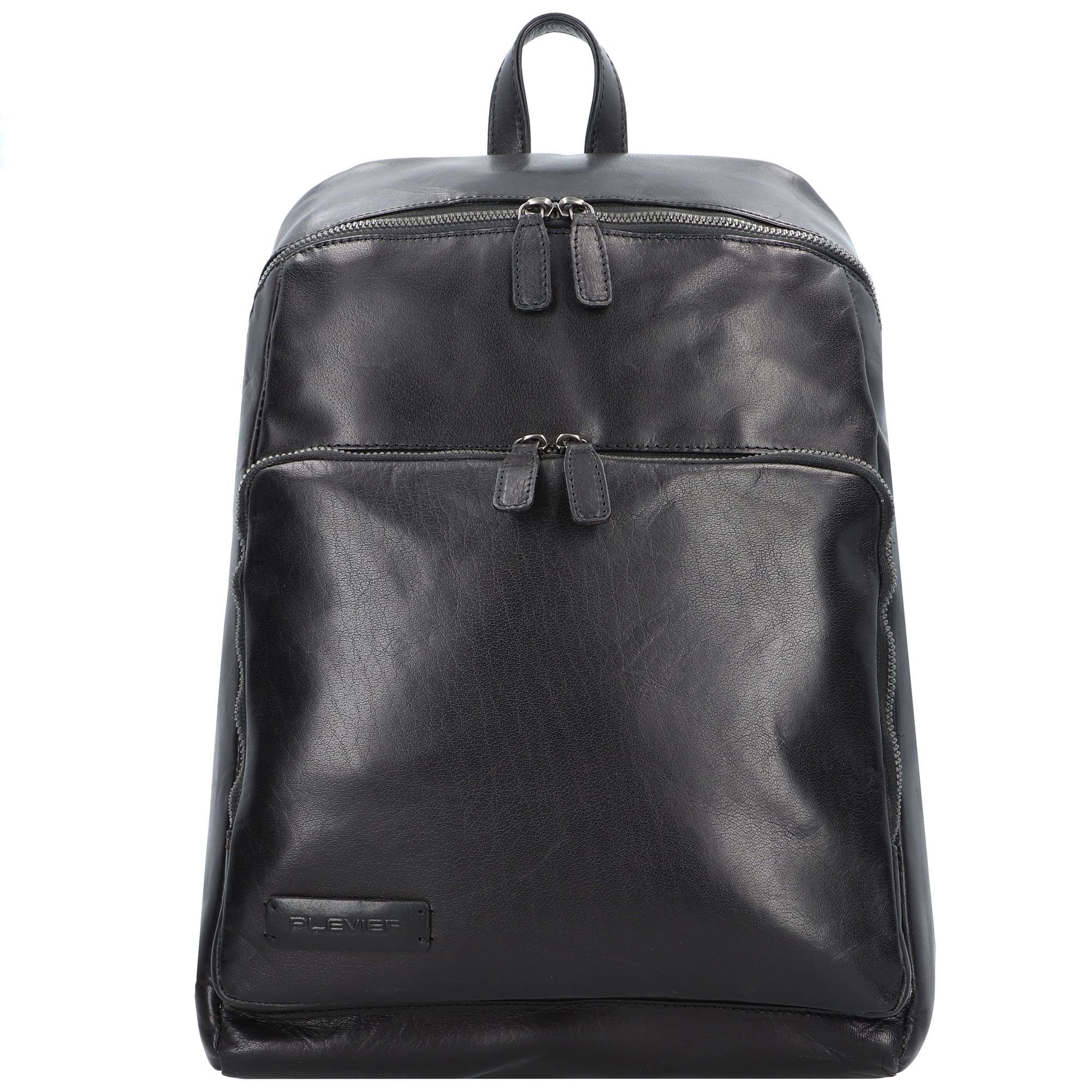 Plevier Laptoprucksack, Leder schwarz