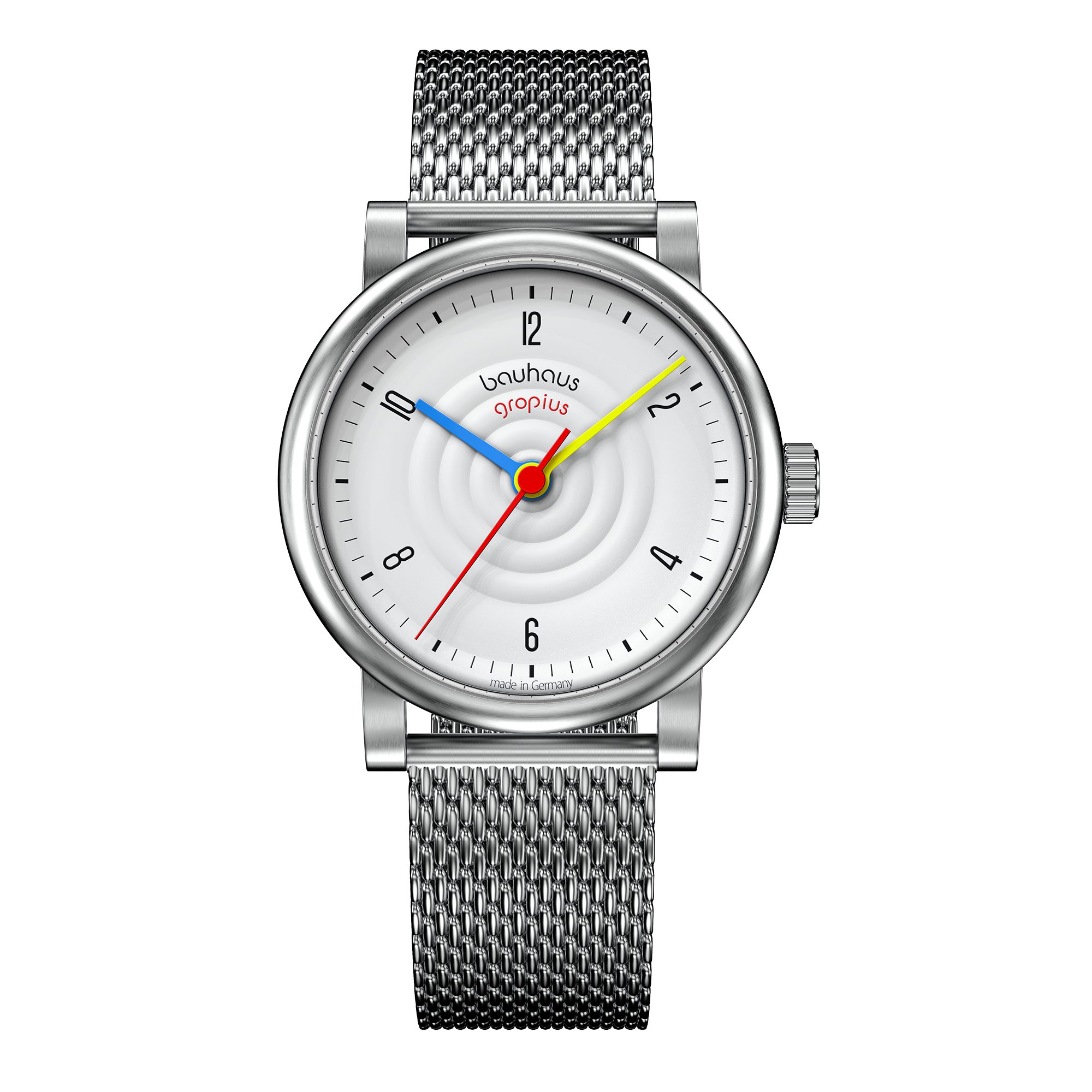 Walter Gropius Automatikuhr Made in Germany, Saphirglas, Sound of Bauhaus Automatik - WGA 802-01M, Designeruhr, Edelstahlband mit Easy-Release System, Edelstahlgehäuse