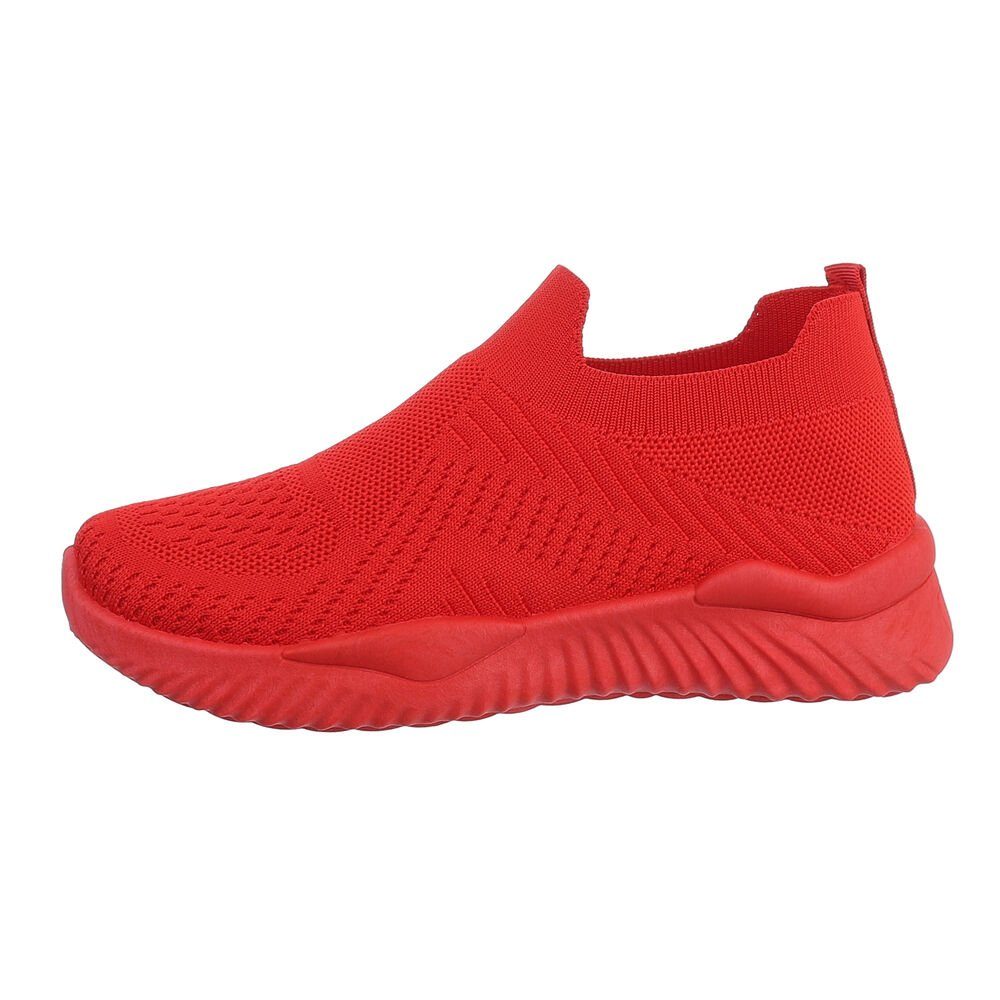 Ital-Design Damen Low-Top Freizeit Slipper in Low Sneakers Flach Rot