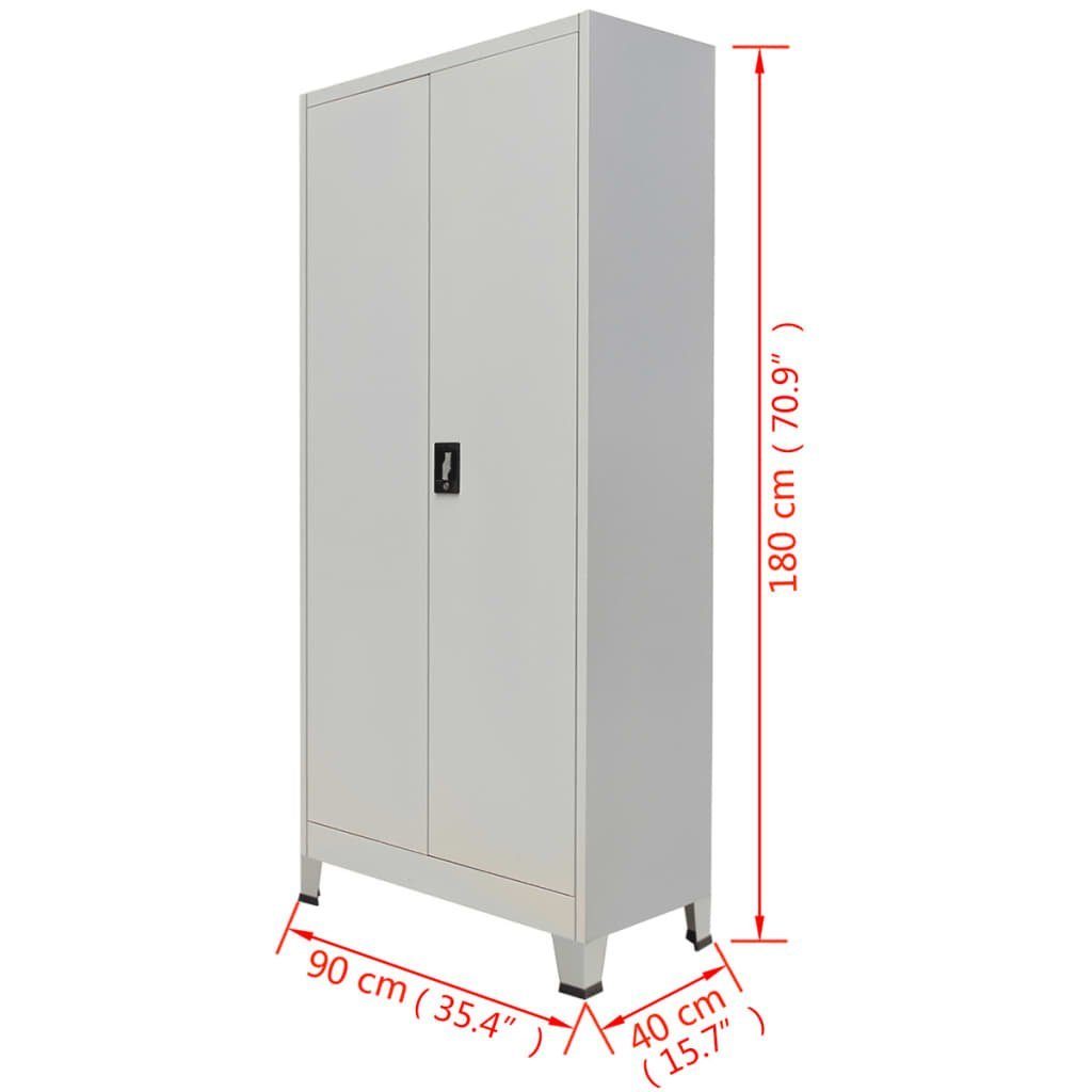 cm (1-St) 2 90x40x180 vidaXL Aktenschrank Stahl Büroschrank mit Türen Grau
