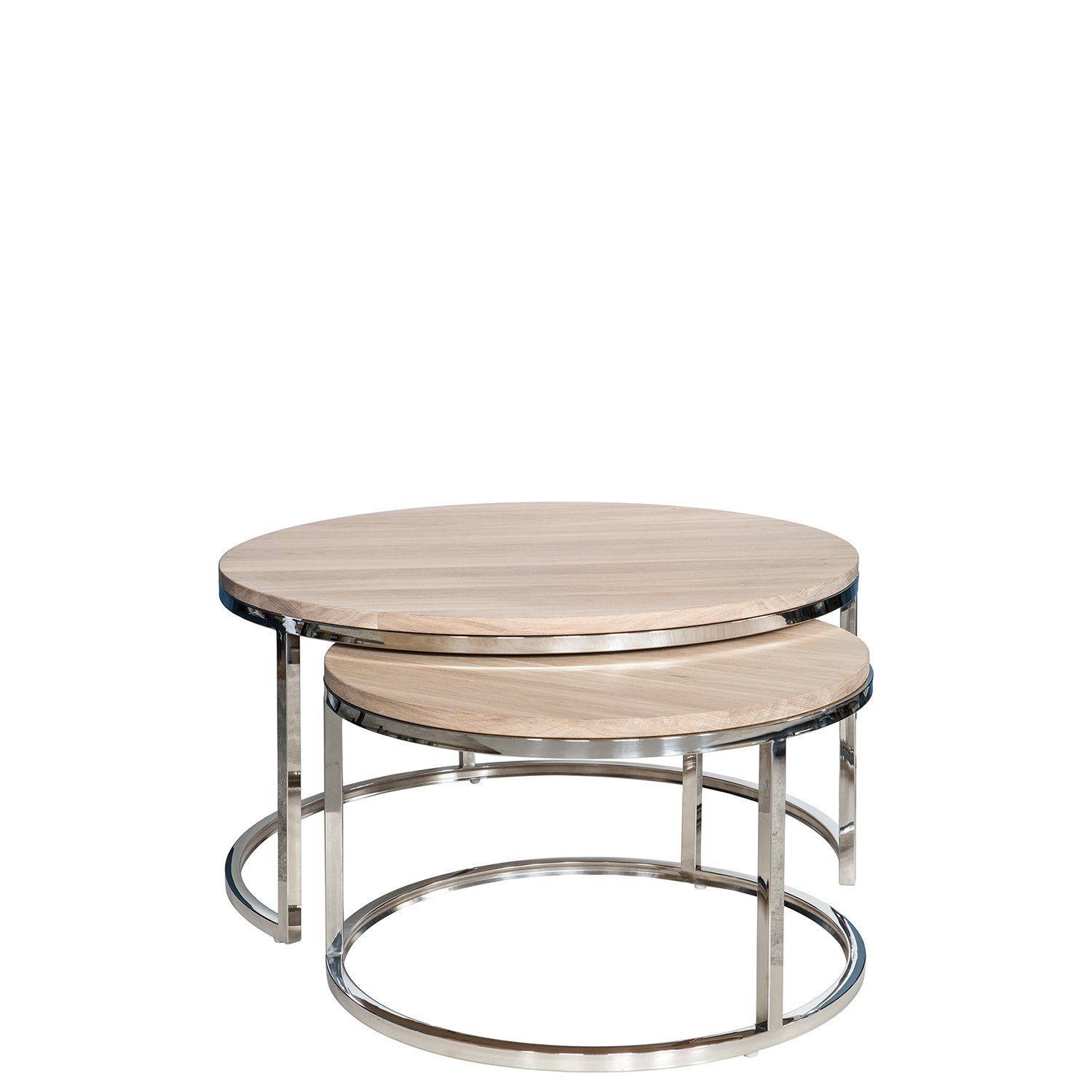Fink Couchtisch MINOU Couchtisch 2er Set - H.42cm x B.55cm - weiß - Edelstahl/Eiche (Loungetisch - Sitzbeistelltisch, Loungetisch - Sitzbeistelltisch), Moderner Sofatisch: Ablagetisch & Couchtisch, max. 30 kg belastbar