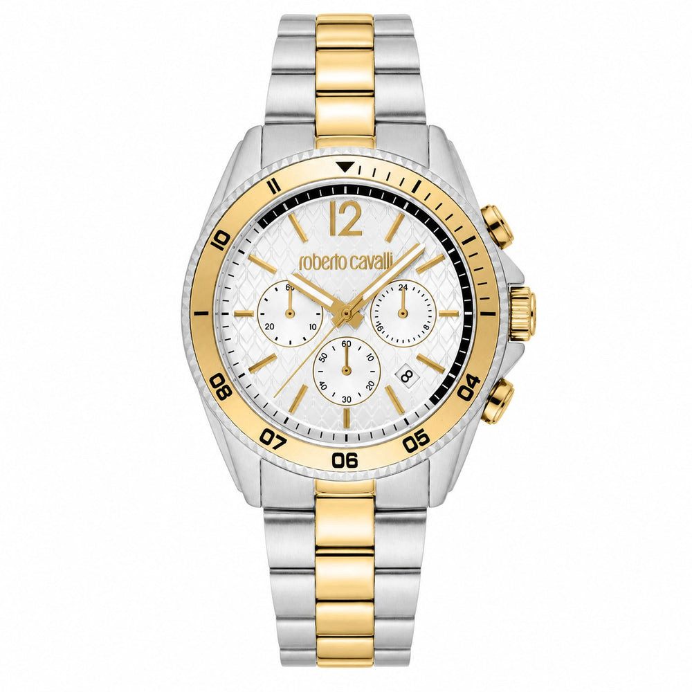roberto cavalli Quarzuhr RC5G099M0175 Herren Uhren Chronograph – Bicolor Edelstahl Silber-Gold