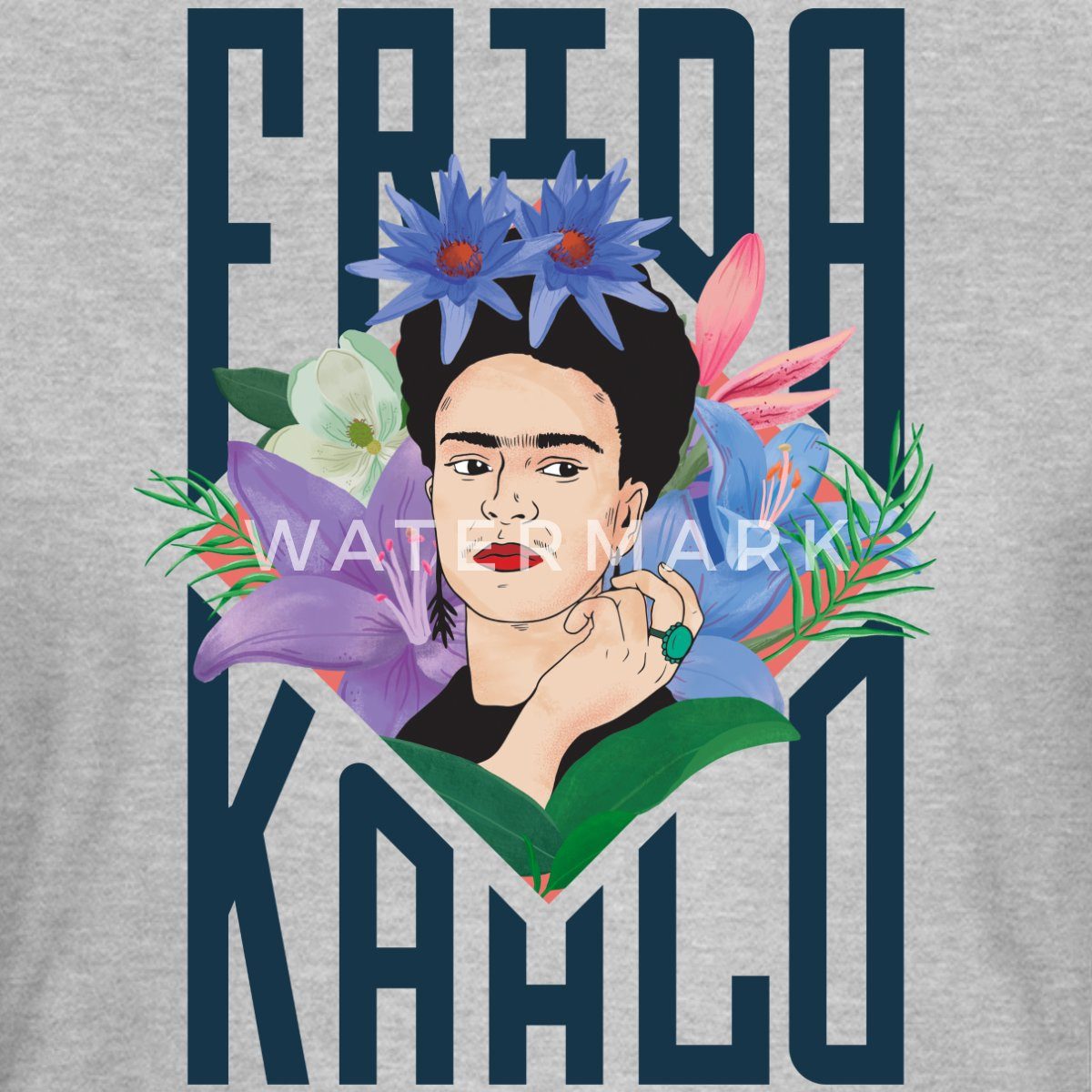 Spreadshirt T-Shirt Frida Kahlo Mit Blumenkranz Portrait Frauen T-Shirt (1- günstig online kaufen