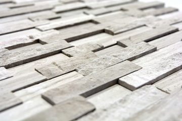 Mosani Mosaikfliesen Splitface Marmor Mosaik Steinwand Naturstein Brick hellgrau Streifen