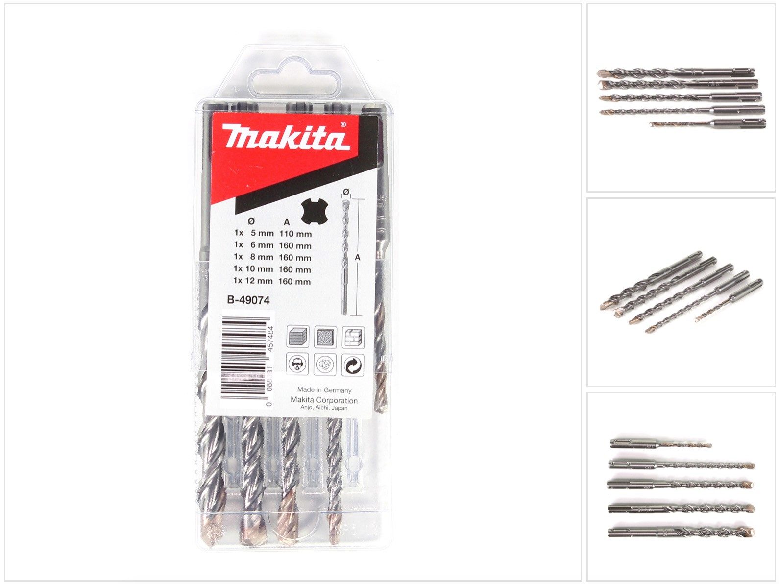 Makita Betonbohrer SDS-VPlus Bohrer Set 5 teilig SDS-Plus Hammerbohrer Vanadium