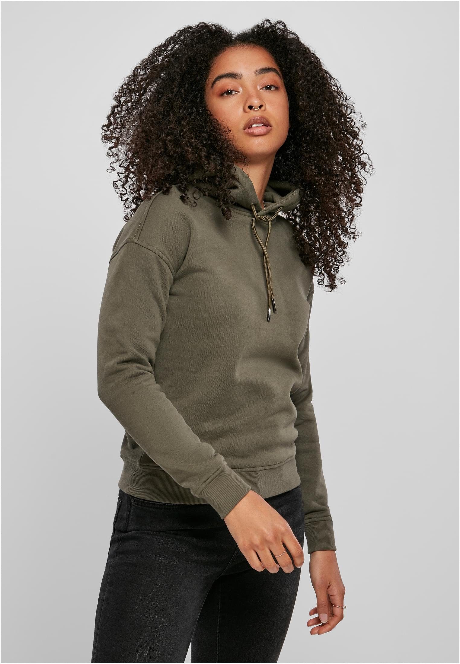 URBAN CLASSICS Kapuzenpullover Damen Ladies (1-tlg) olive Hoody Organic