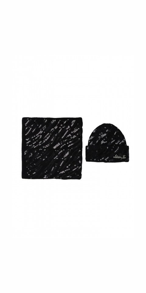 Liu Jo Beanie - Beanie und Handschuhe mit Pailletten (Mütze+Handschuhe)
