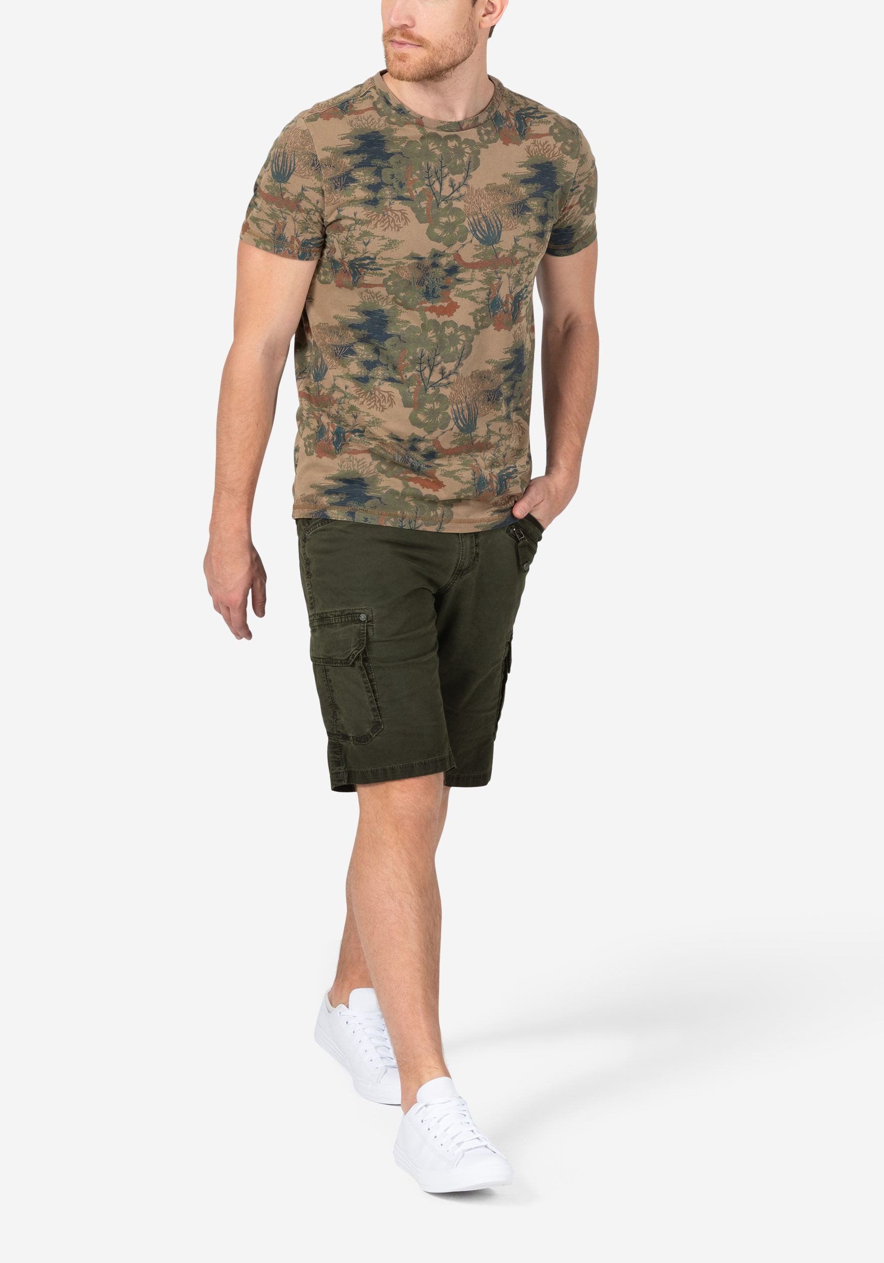 TIMEZONE Cargoshorts Cargoshorts mit Gürtel und Taschen für Herren Baumwolle Regular Fit unifarben wärmend Reißverschluss – Bild 5 von 5