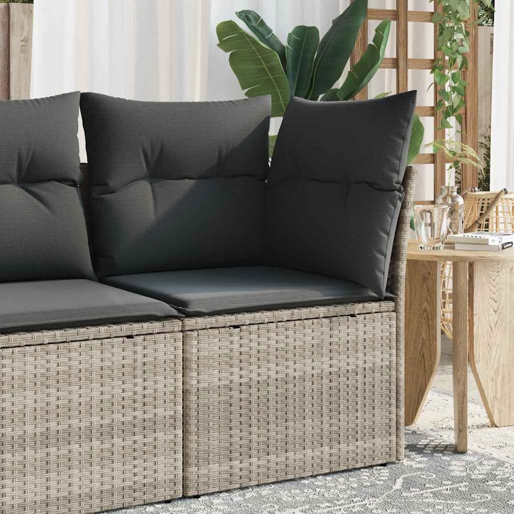 vidaXL Loungesofa Garten-Ecksofa mit Kissen Hellgrau Poly Rattan, 1 Teile
