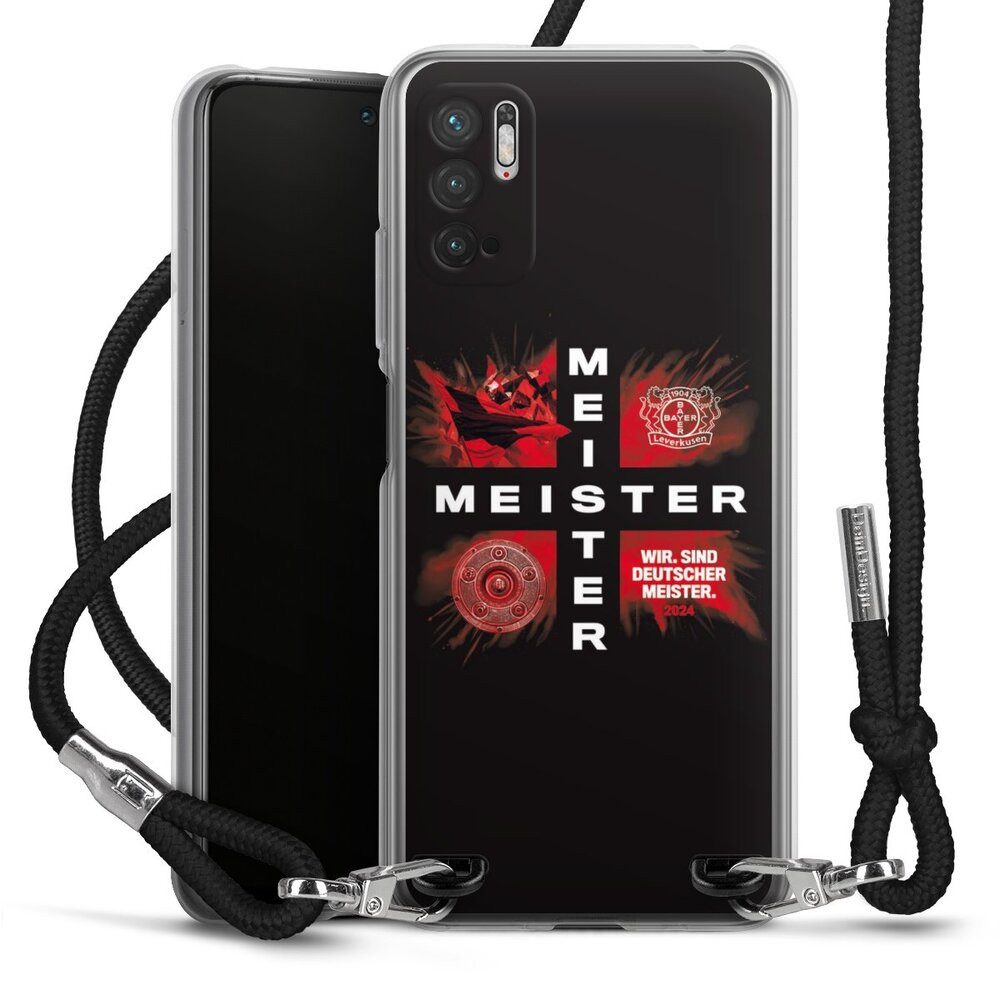 DeinDesign Handyhülle Bayer 04 Leverkusen Meister Offizielles Lizenzprodukt, Xiaomi Redmi Note 10 5G Handykette Hülle mit Band Case zum Umhängen