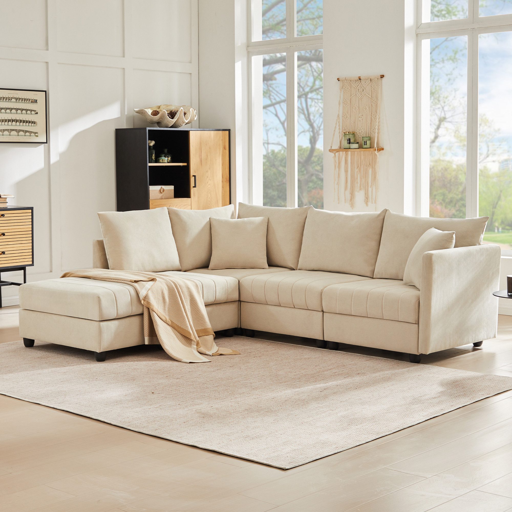 MODFU Schlafsofa für 3-5 Personen, flexibles Design, Polstersofa, Wohnzimme günstig online kaufen