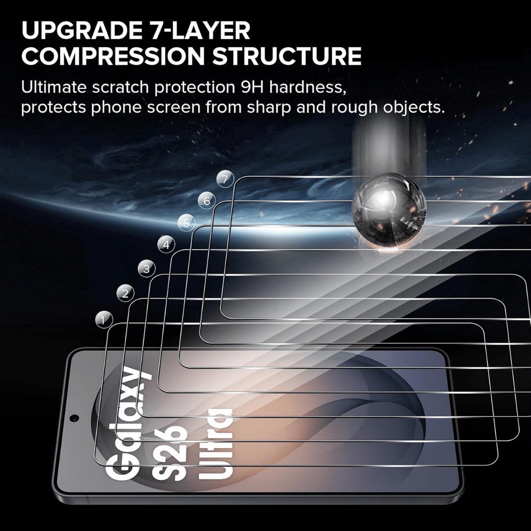 SmartUP Displayschutzglas 2X Schutzglas für Samsung Galaxy S26 Ultra Display Panzerfolie Full 9H für Samsung Galaxy S26 Ultra, 2 Stück, Rundumschutz, passgenaue – Bild 2 von 5