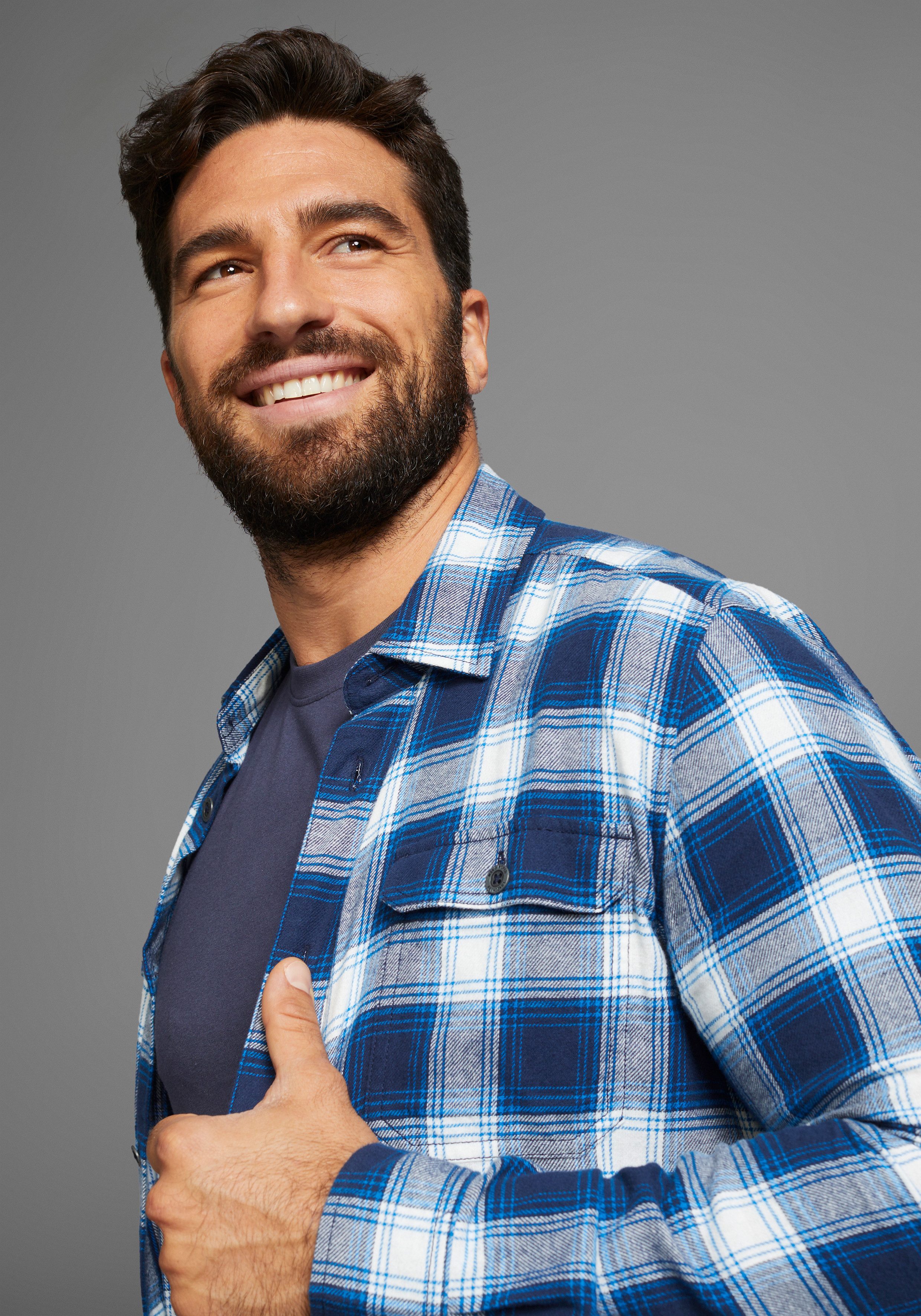 Man's World Flanellhemd mit Brusttaschen