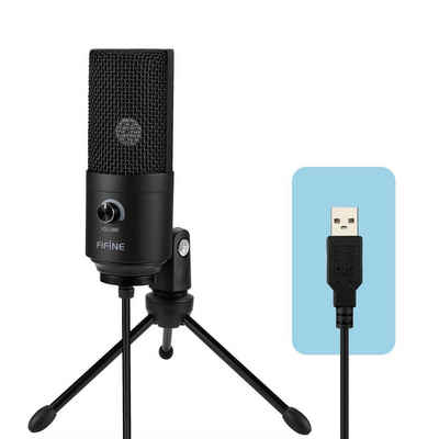 FIFINE Mikrofon »USB Kondensator Mikrofon Streaming mit Ständer, USB Mikrofon Gaming mit Lautstärkeregler PC Mac, Tisch Mikrofon mit Studioqualität in Großer Farbauswahl«