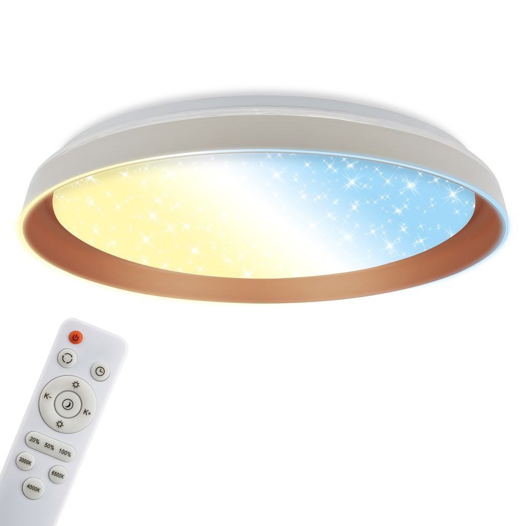 Briloner Leuchten LED Deckenleuchte LED Deckenlampe Fernbedienung Dimmbar CCT Sternenhimmel Dekorblende, LED fest integriert, 6500K - Kaltweiß, 4000K - Neutralweiß, 3000K - Warmweiß, CCT Farbtemperatursteuerung - Warmweiß / Neutralweiß / Kaltweiß, 5500-6500K - Tageslichtweiß, 51x7,5 cm, Wohnzimmer, Schlafzimmer, Flur, Küche
