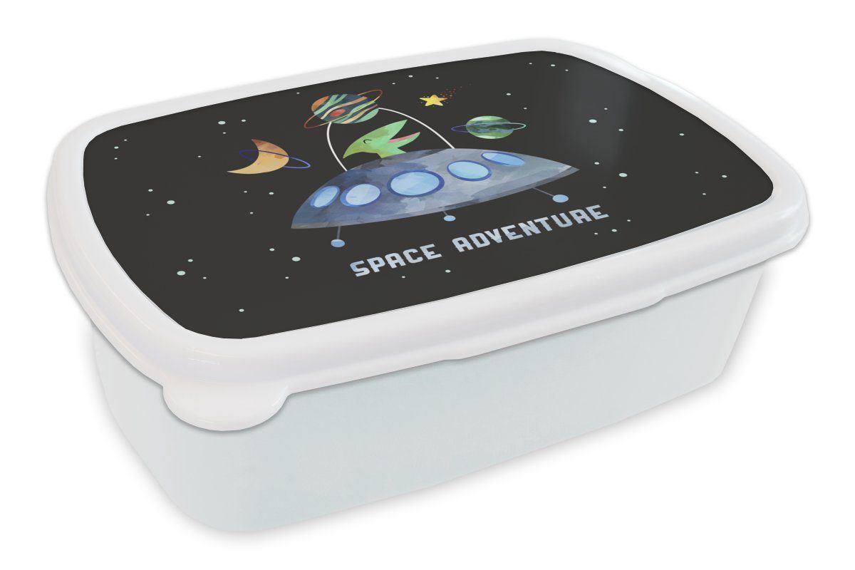 Brotdose, Lunchbox Jungen Sprichwörter und weiß Kinder - Kunststoff, (2-tlg), für für Jungs Erwachsene, Brotbox Zitate Mädchen - MuchoWow Kind und - -, 'Weltraumabenteuer' - - Kinder