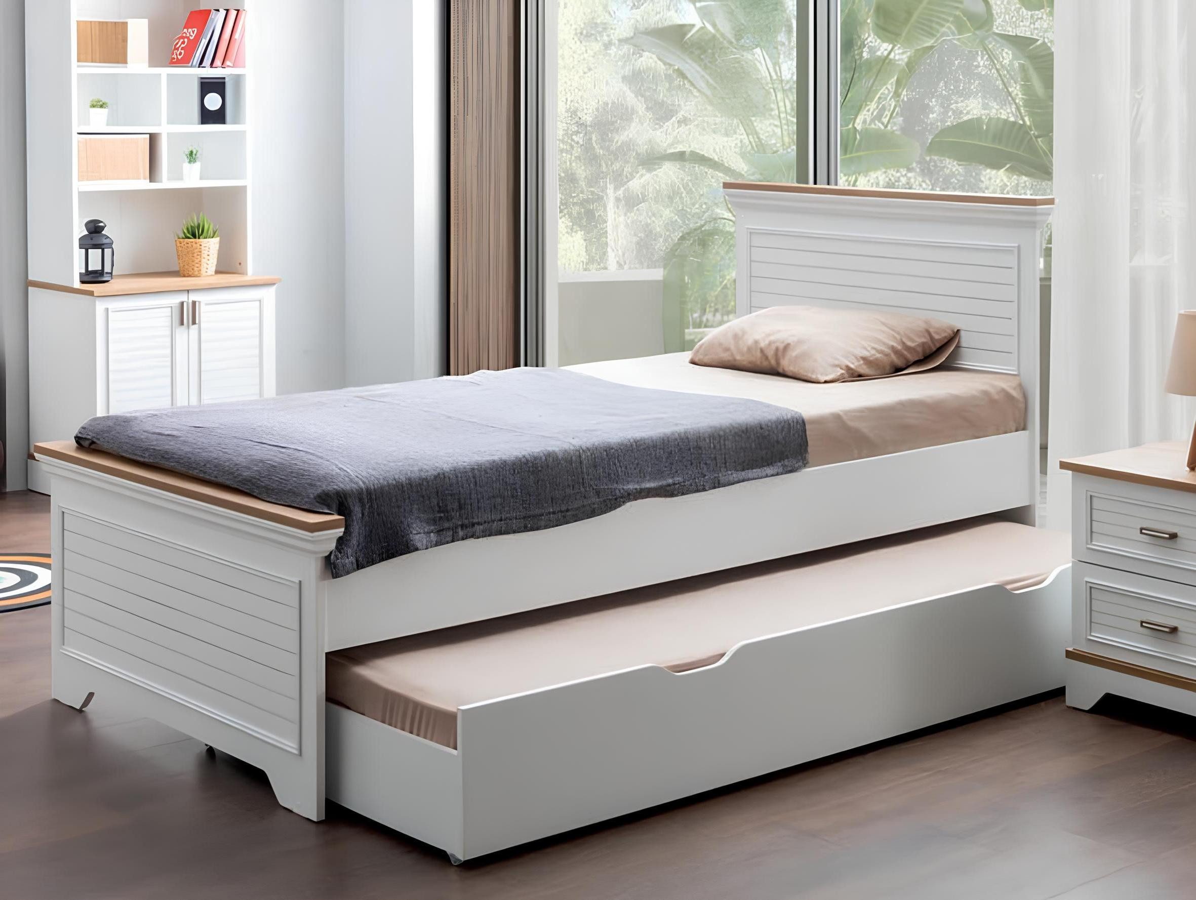 Xlmoebel Kinderbett Jugendbett aus Holz mit praktischer Schublade für Stauraum (Jugendbett, 1-tlg., Kinderbett), Hergestellt in Europa