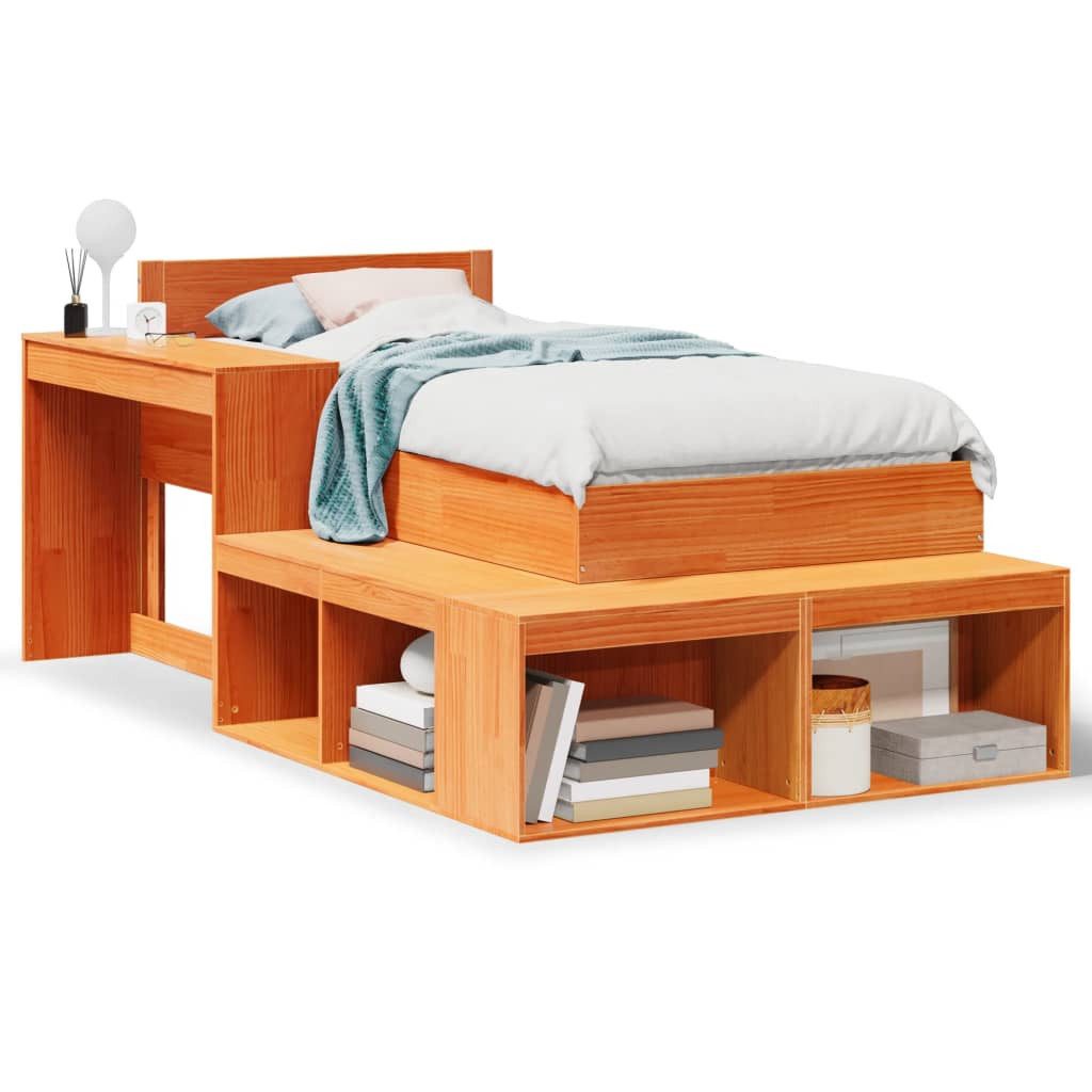 vidaXL Bett Massivholzbett ohne Matratze Wachsbraun günstig online kaufen