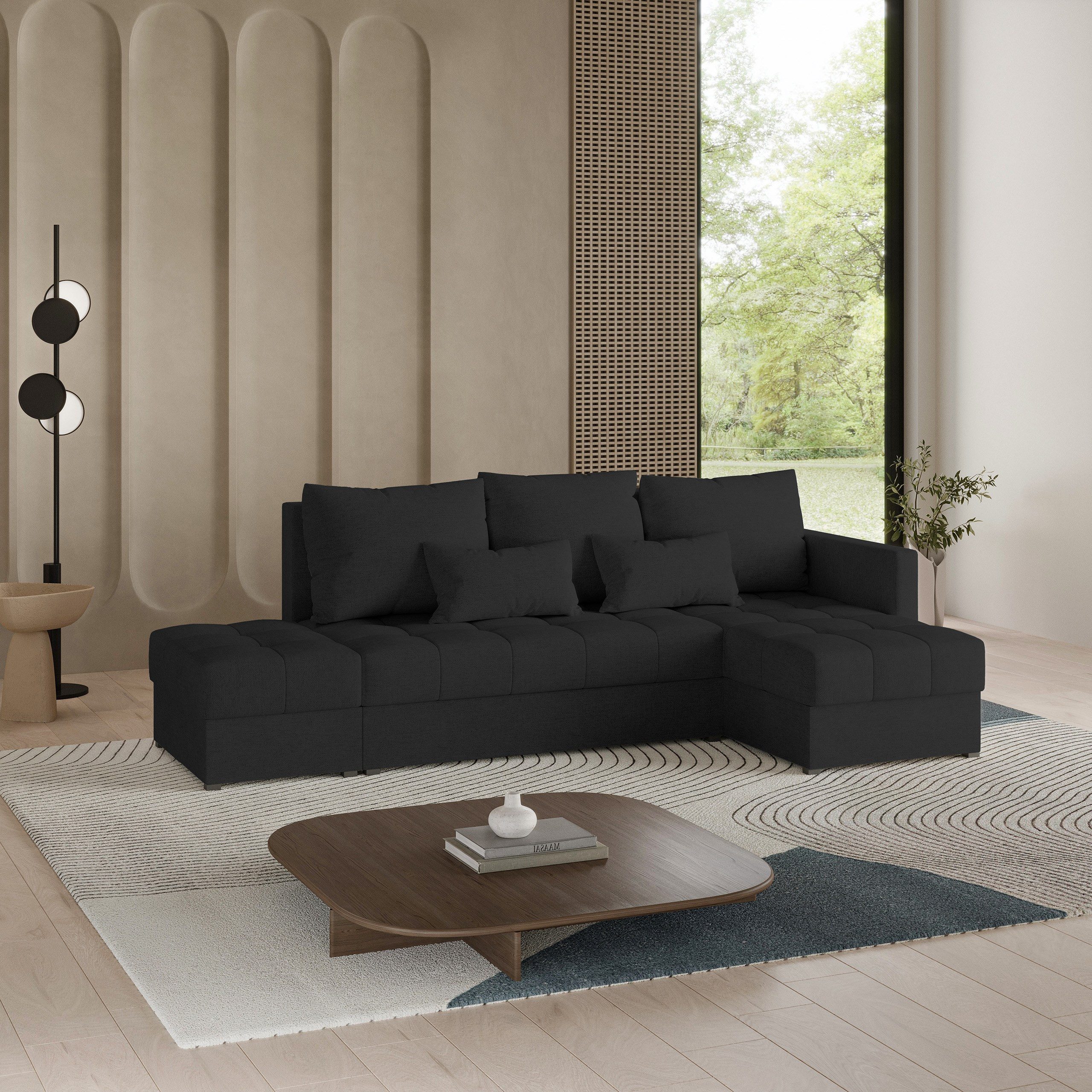 Masseno Ecksofa LUMARI mit Schlaffunktion L-Form, Sofa mit Bettkasten