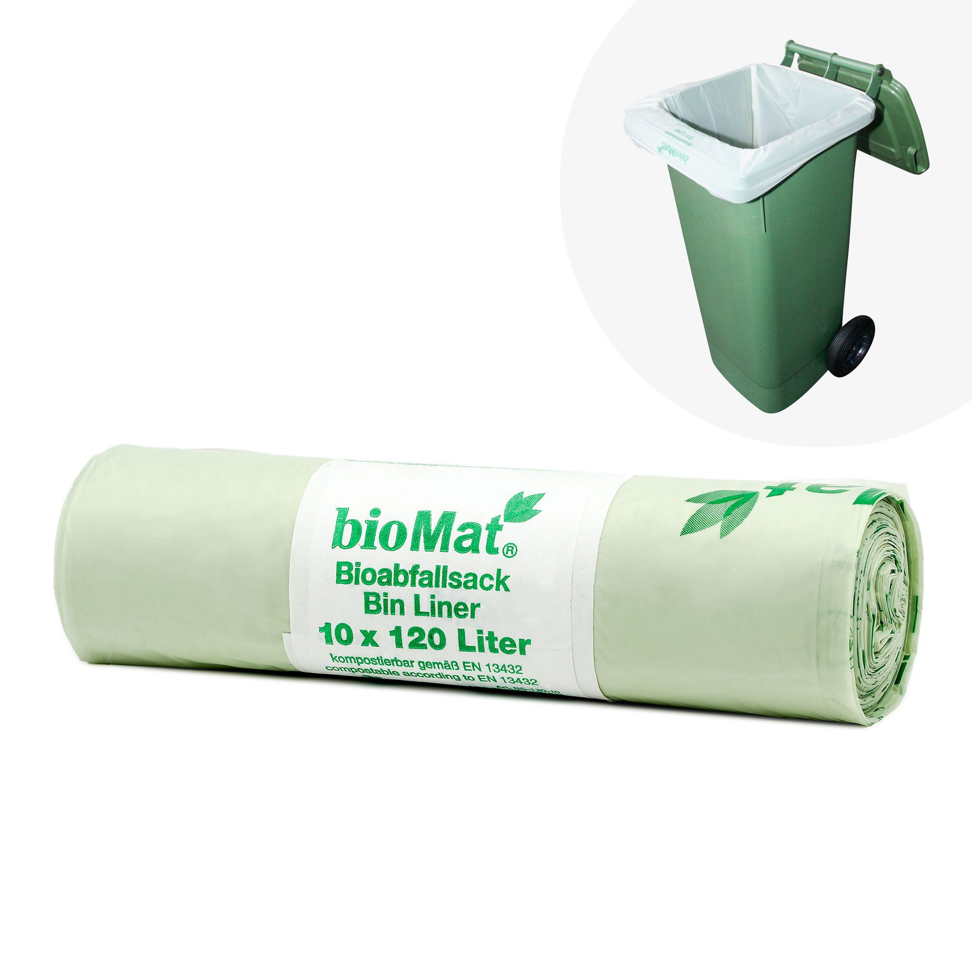 bioMat Müllbeutel bioMat Kompostierbare 120l Müllsäcke, EN13432, Made in Germany