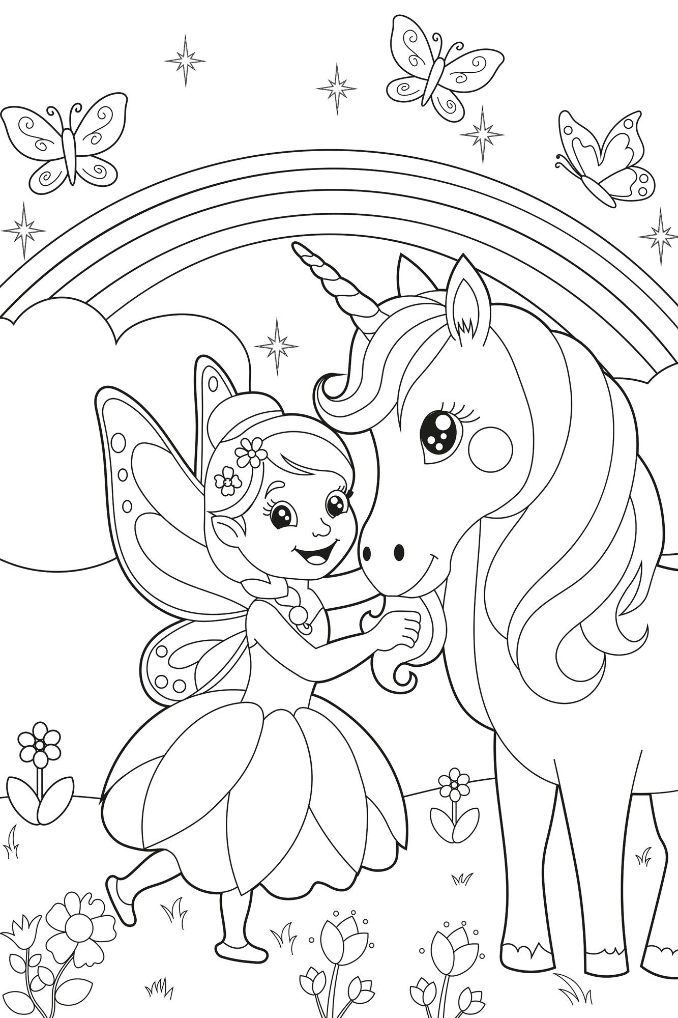 queence Bild Fee und Einhorn, Blumen, Blumenbilder, Blätter, Blätterbilder, Einhorn, Feen, Felder, Figuren, Mädchen, Märchen, Märchenbilder, Regenbogen, Reitbilder, Wichtel, klassische Fantasie (1 St), DIY Wandbild aus Dibond
