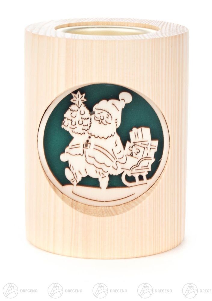 Dregeno 7,5 Motiv x Weihnachtsmann/Glocke Teelichthalter x Laubsägeoptik in cmx10, Tiefe Teelichthalter Erzgebirge Höhe Breite
