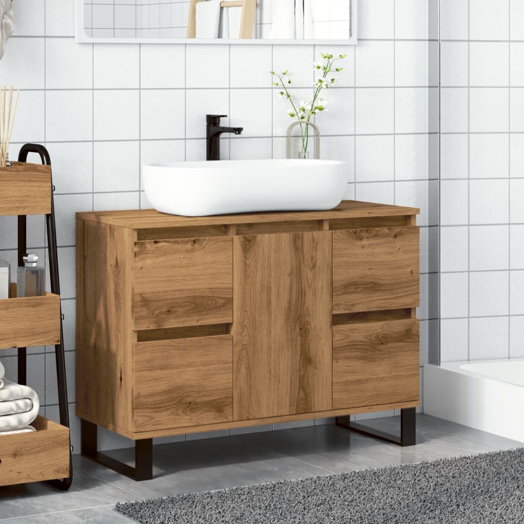 vidaXL Badezimmerspiegelschrank Waschbeckenunterschrank Artisan-Eiche 80x33 günstig online kaufen
