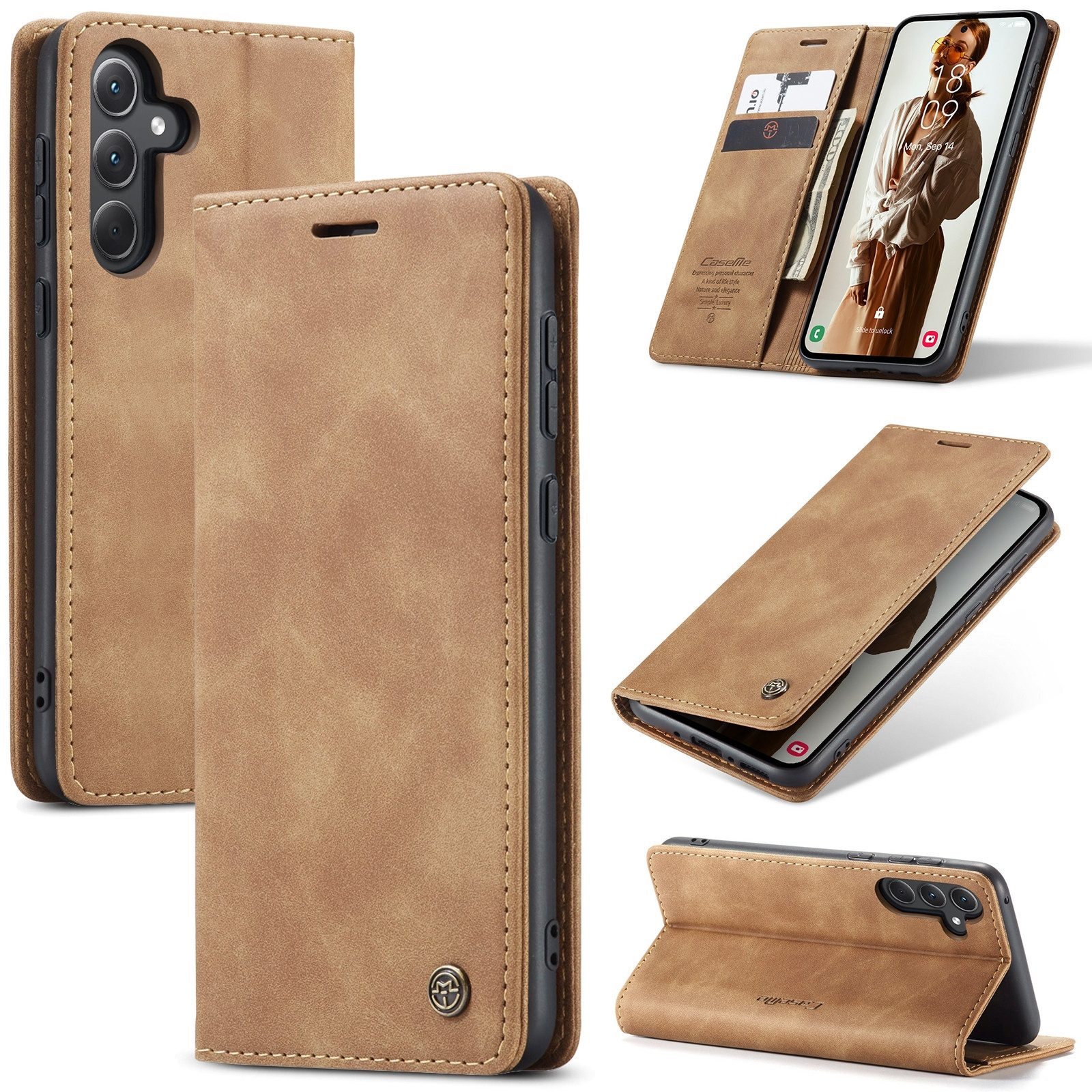 SmartUP Smartphone-Hülle für Samsung Galaxy A35 5G Klapphülle Fliphülle Tasche Case Smart Cover 6,6 Zoll, Integrierte Standfunktion, zwei Kartenfächer