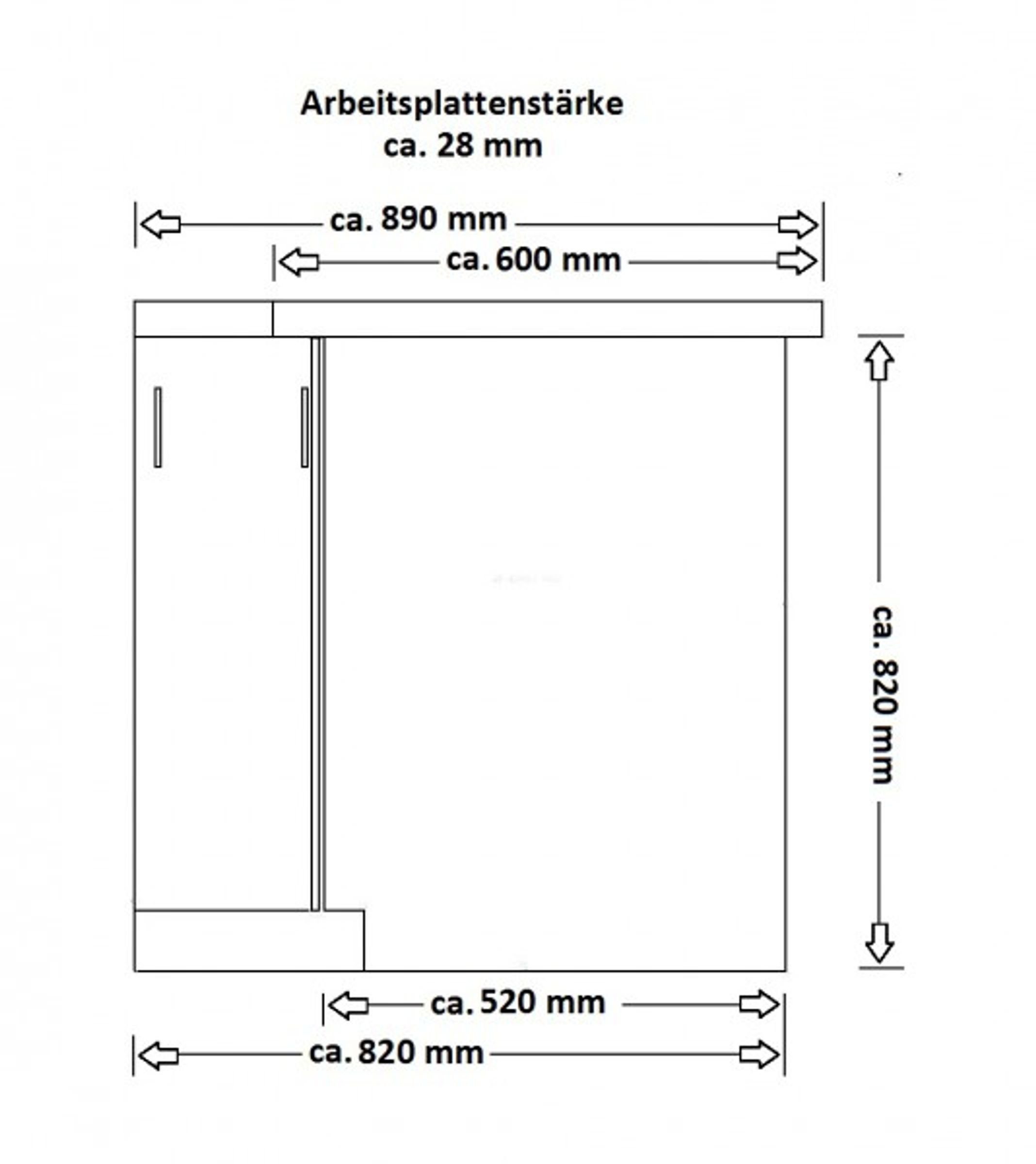 89x89 Dave Eiche Einbauküche cm Sonoma Küchen-Preisbombe Küchenzeile Küche Eckunterschrank Trüffel