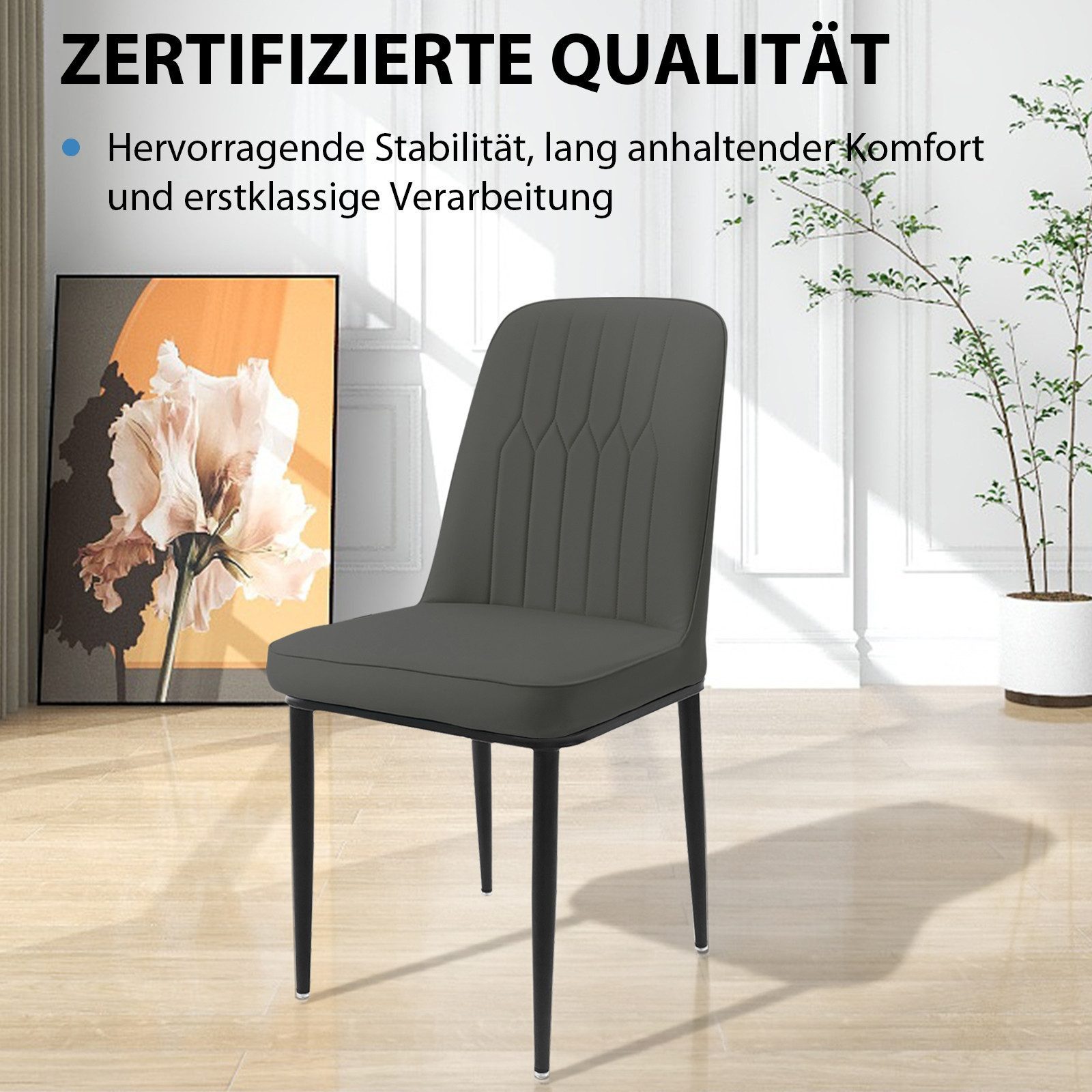 Durrafy Esszimmerstuhl Set 2/4/6 Küchenstuhl Esszimmerstuhl,Polsterstuhl,Wohnzimmerstuhl, Bis 150 kg belastbar mit rutschfesten Bodenschonern