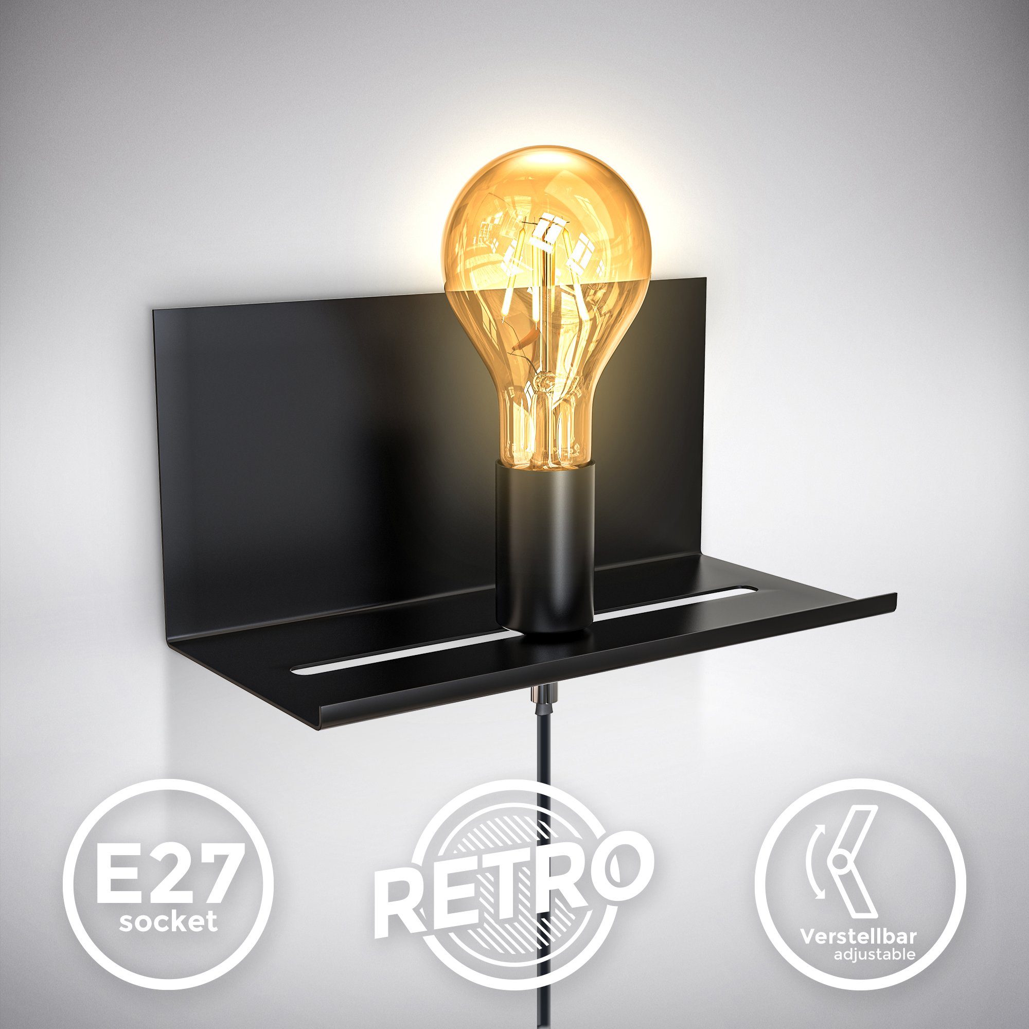 B.K.Licht Wandleuchte, ohne Leuchtmittel, verstellbare Wandlampe günstig online kaufen