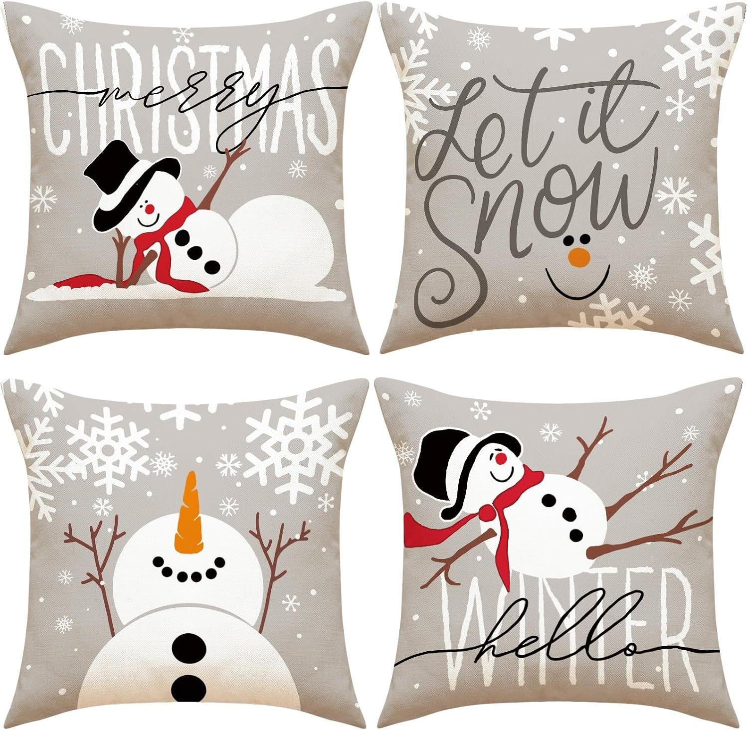 FELIXLEO Wundertüte 4er Weihnachtskissenbezüge 45x45 cm Weihnachtsdeko Kissenhüllen