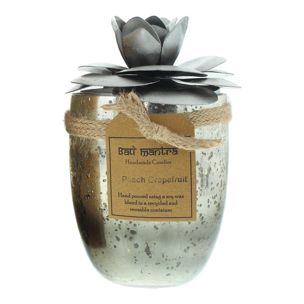 Mantra Duftkerze Bali Camellia Glass Silver Candle 500g - Peach Grapefruit