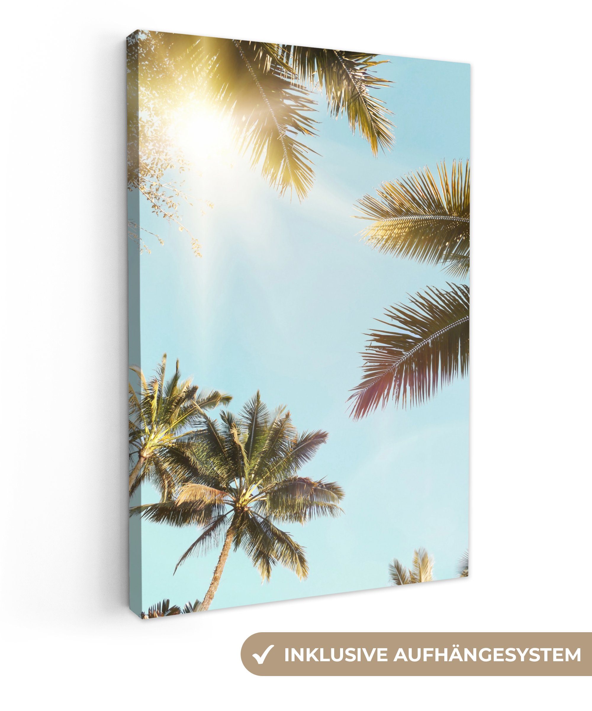 OneMillionCanvasses® Leinwandbild Palmen - Blau - günstig online kaufen