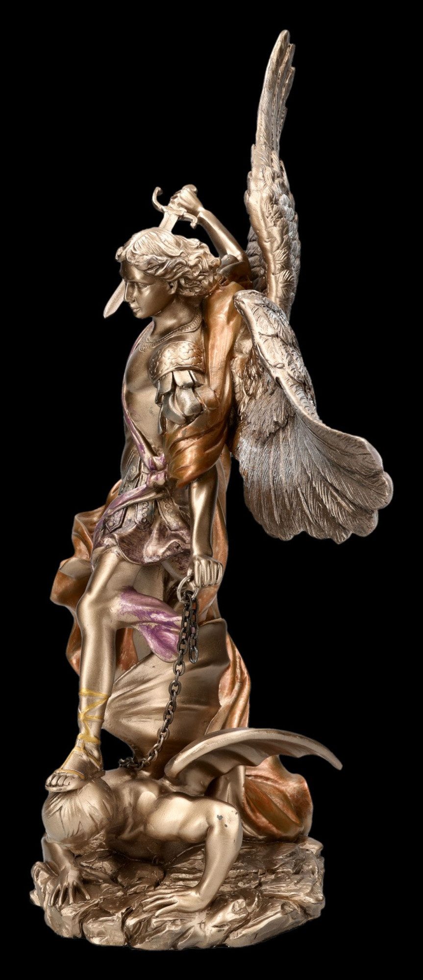 Figuren Shop GmbH Dekofigur Erzengel Michael Statue – bronzierte Engelsfigur Sammlerfigur 37 cm – Bild 4 von 5