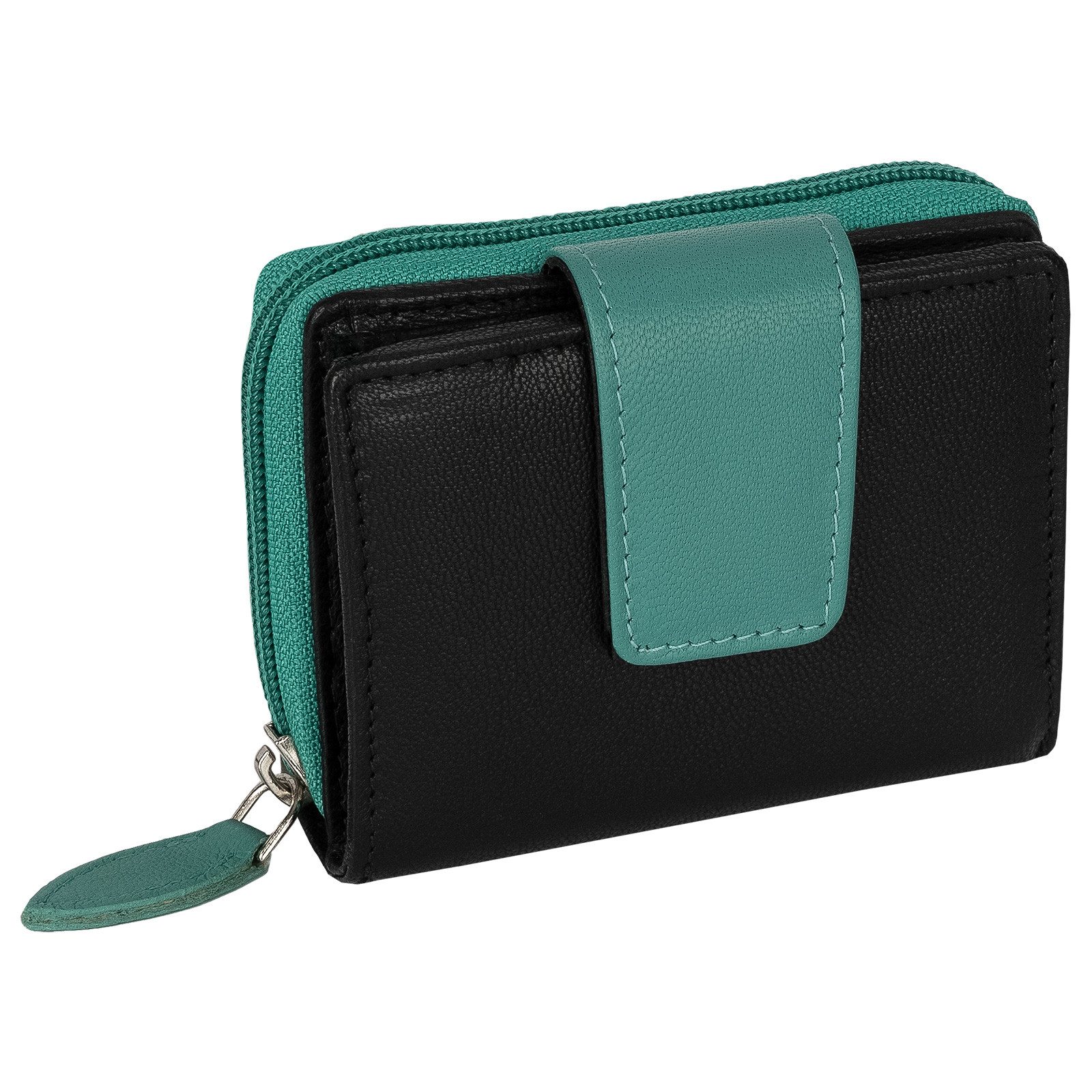 EAAKIE Geldbörse Kleine RFID Damen Geldbörse Kompakt Portemonnaie Mini Damenbörse Leder, Damen Geldbörse klappbar mit Drückknopf