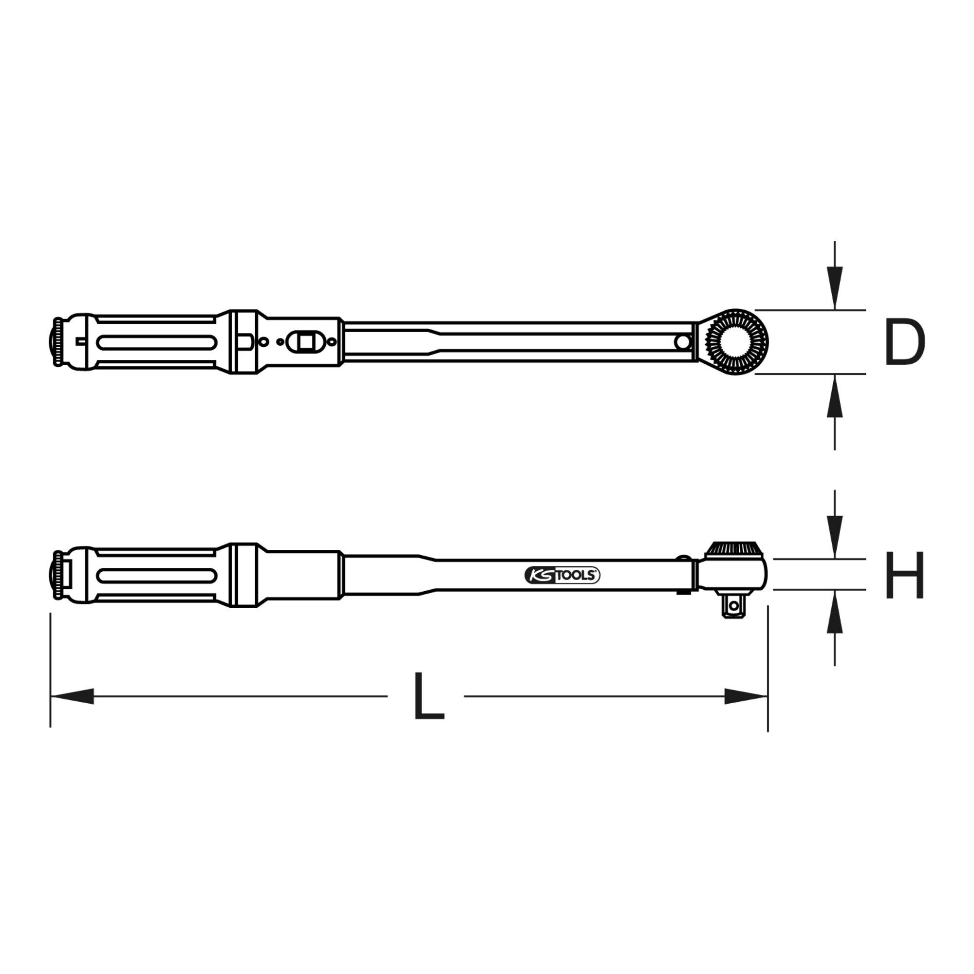 KS Tools Drehmomentschlüssel KS Tools 1/2" ERGOTORQUE®precision Ratschen-Drehmomentschlüssel Drehkn