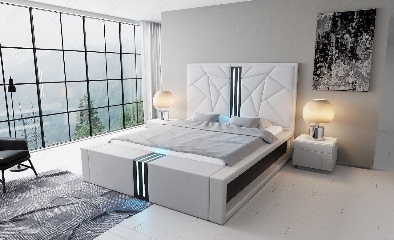 mit LED Sofa Imperia grau-schwarz Kunstleder Komplettbett Bett Dreams Beleuchtung Boxspringbett Premium