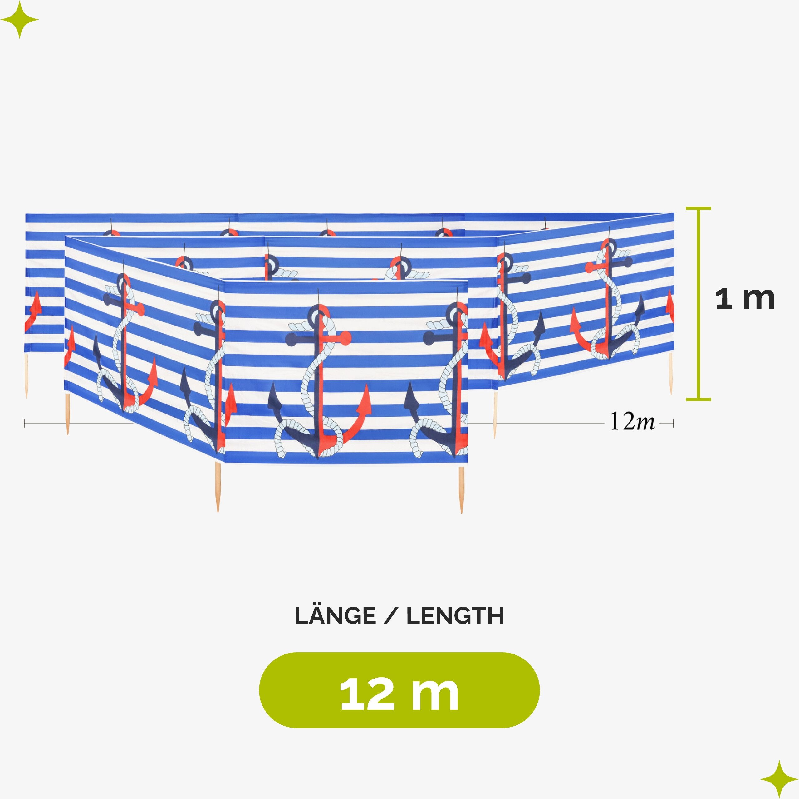 Garronda Windschutz Strand Sichtschutz 12m lang günstig online kaufen