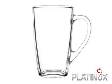 PLATINUX Latte-Macchiato-Glas Teegläser mit Griff, Glas, 320ml (max. 400ml) Eisteeglas Trinkglas Kaffeegläser Latte Macchiato