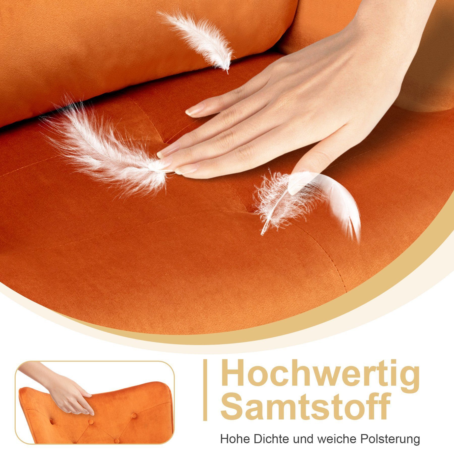 HomeMiYN Schaukelstuhl HOMEMiYN Schaukelstuhl Wohnzimmer mit Metallgestell und Holzsockel, Aus holz