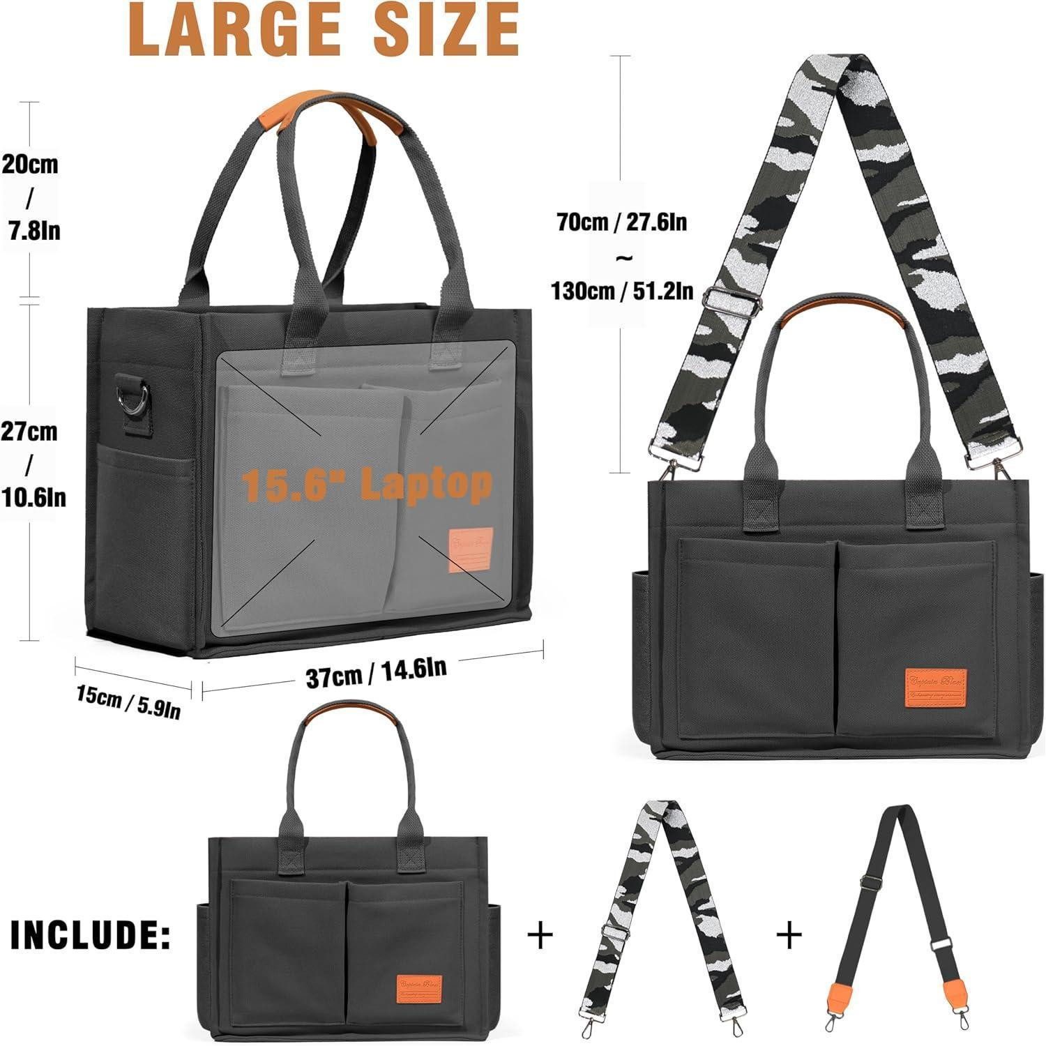LuxusKollektion Shopper Große Canvas Tasche Damen mit vielen Fächern - Blau